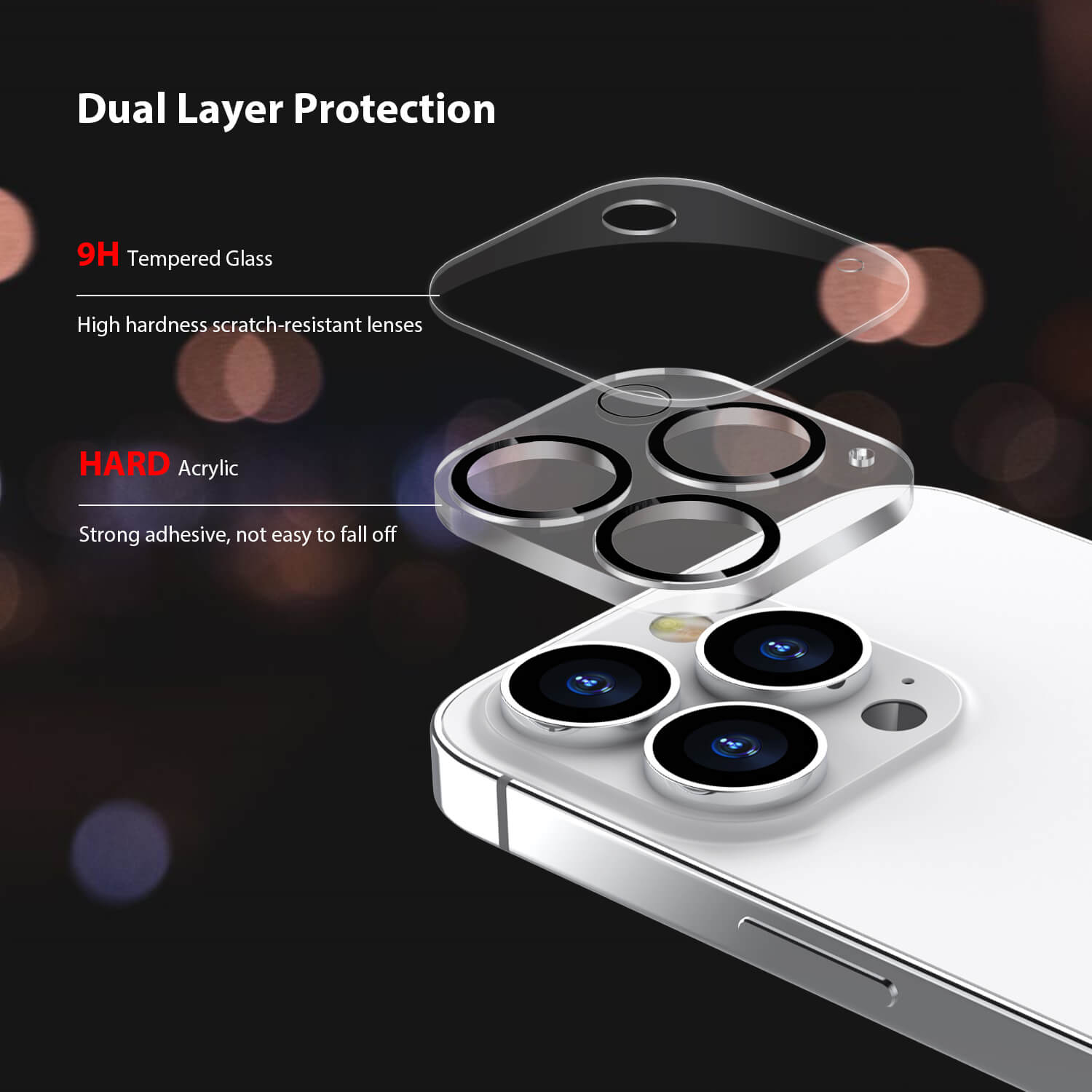Tough On iPhone 13 Pro Rear Camera Protector Tempered Glass