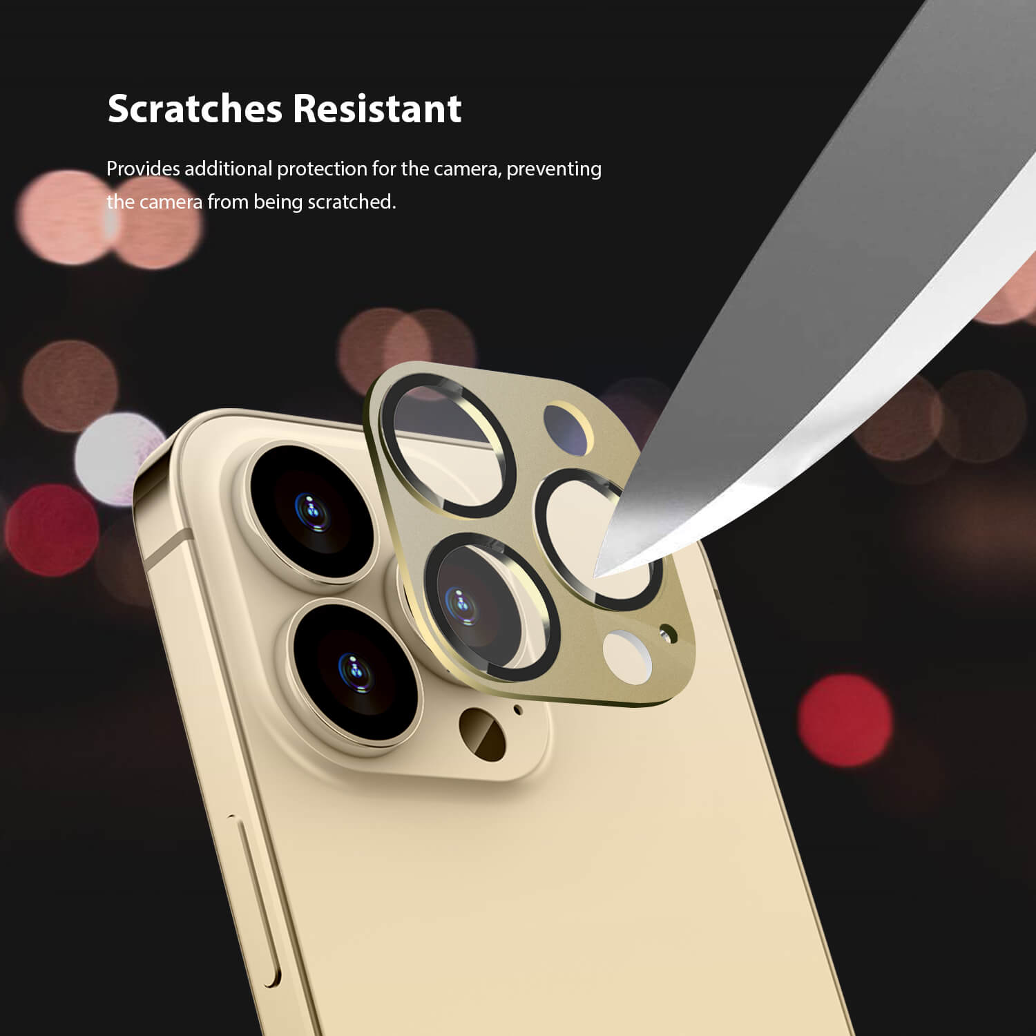 Tough On iPhone 13 Pro Max Camera Protector Metal Tempered Glass Gold