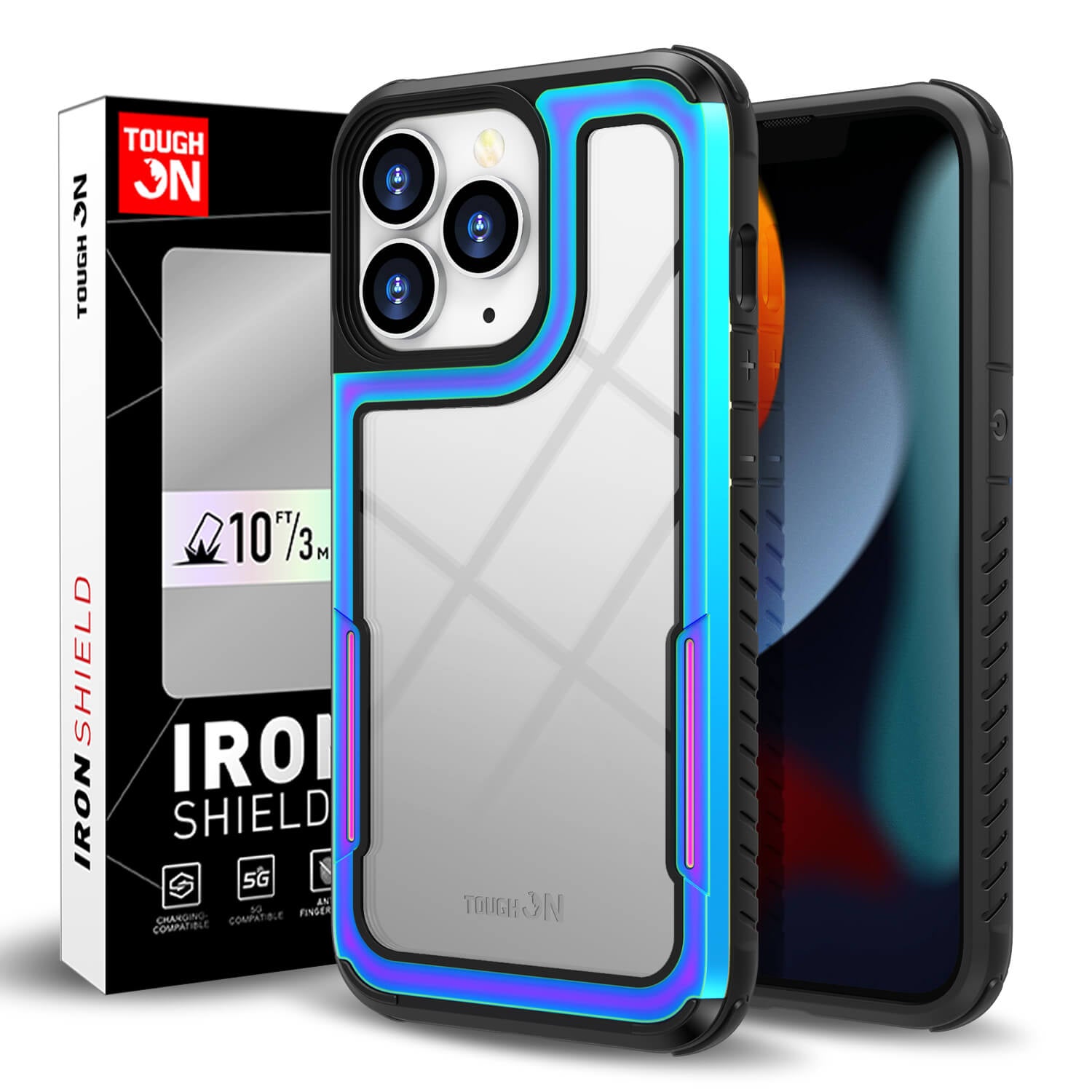 Tough On iPhone 13 Pro Case Iron Shield Iridescent
