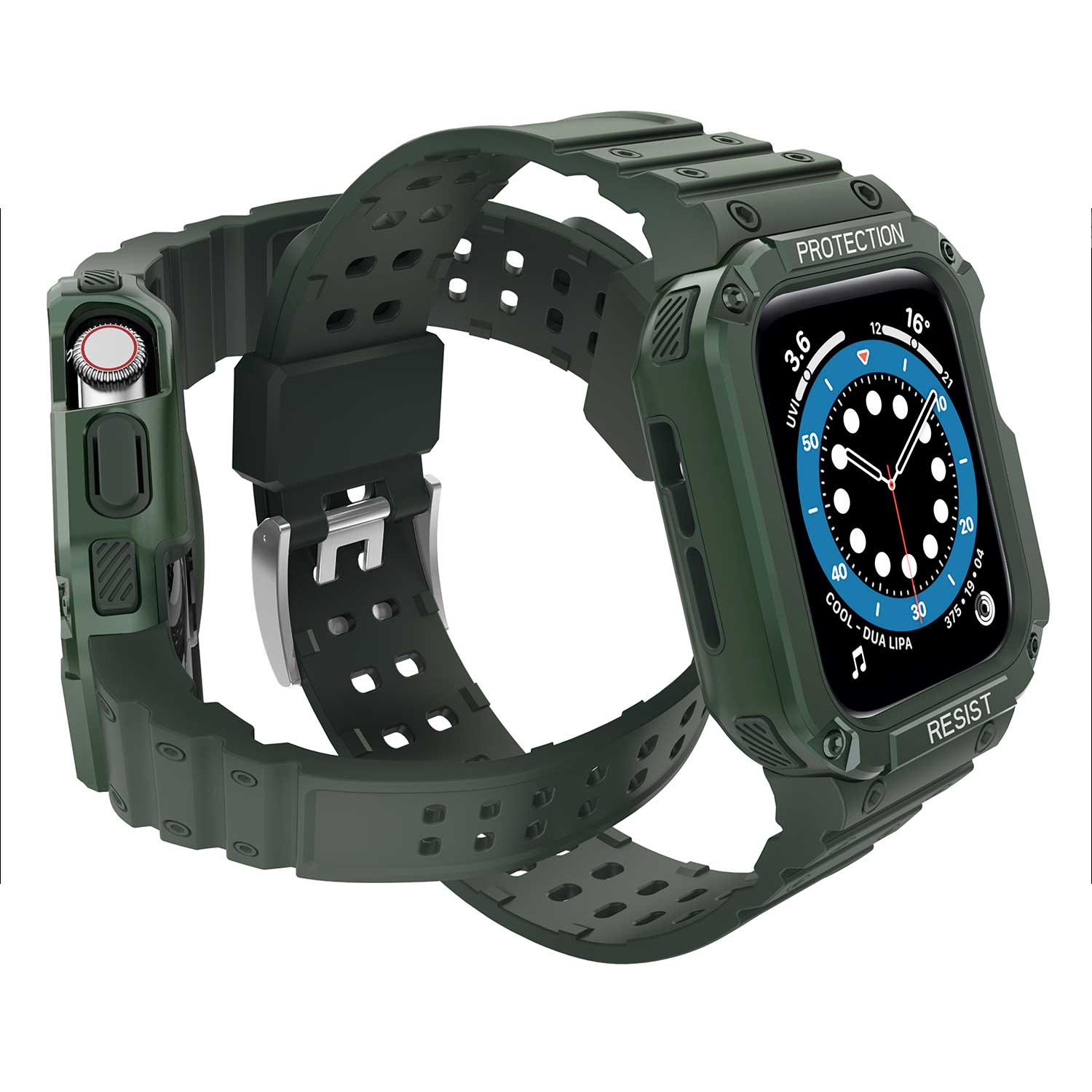 Tough On Apple Watch Band with Case Series 1 / 2 / 3 42mm Rugged Protection Green/Green