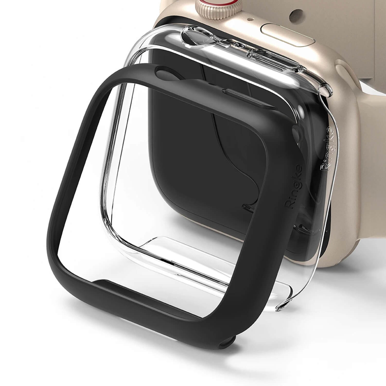 Ringke Apple Watch Series 7 41mm Case Clear & Matte Black 2 Pack