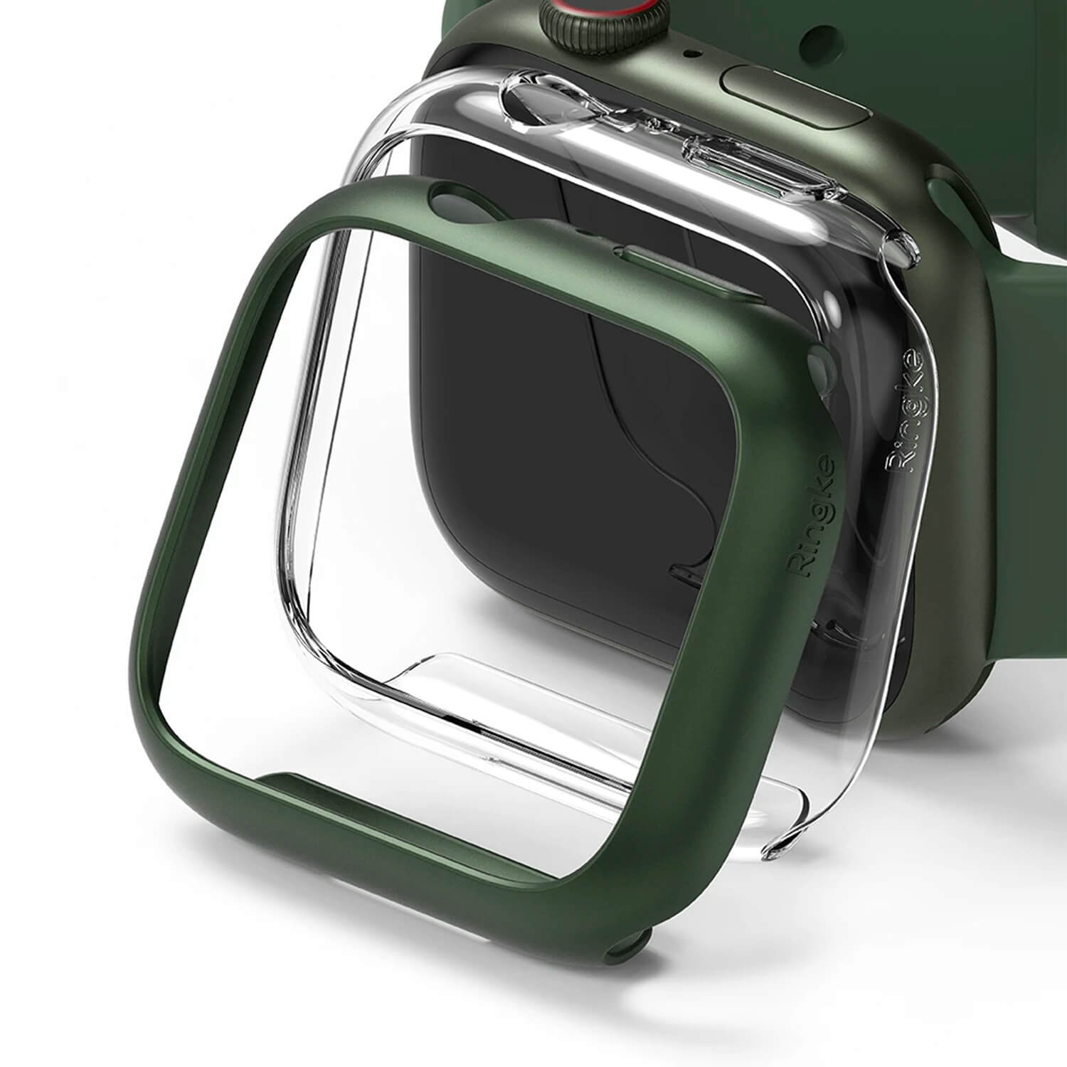 Ringke Apple Watch Series 7 45mm Case Clear & Deep Green 2 Pack