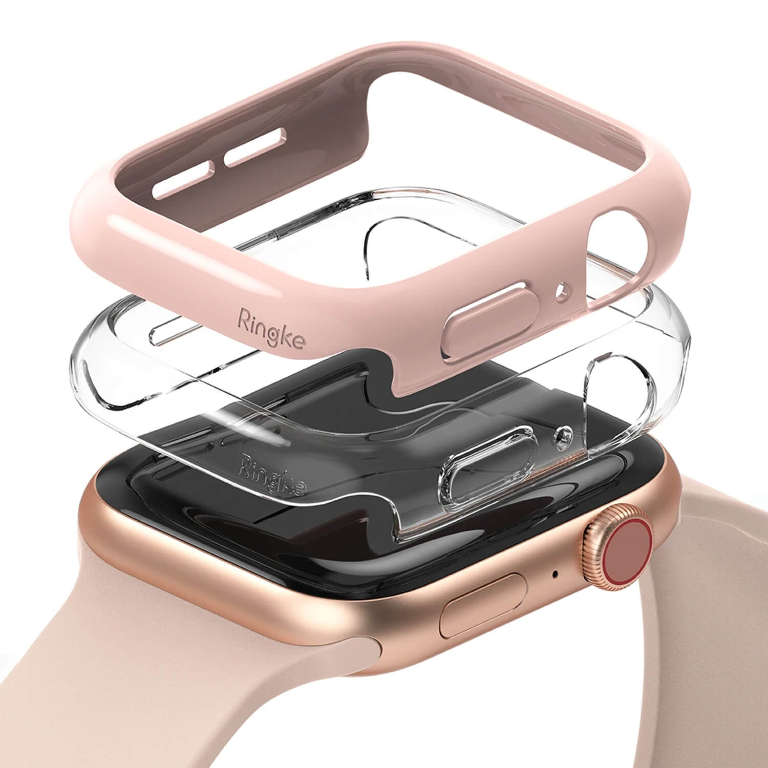 Ringke Apple Watch Series 6 / SE / 5 / 4 44mm Case Slim Clear & Peach Pink