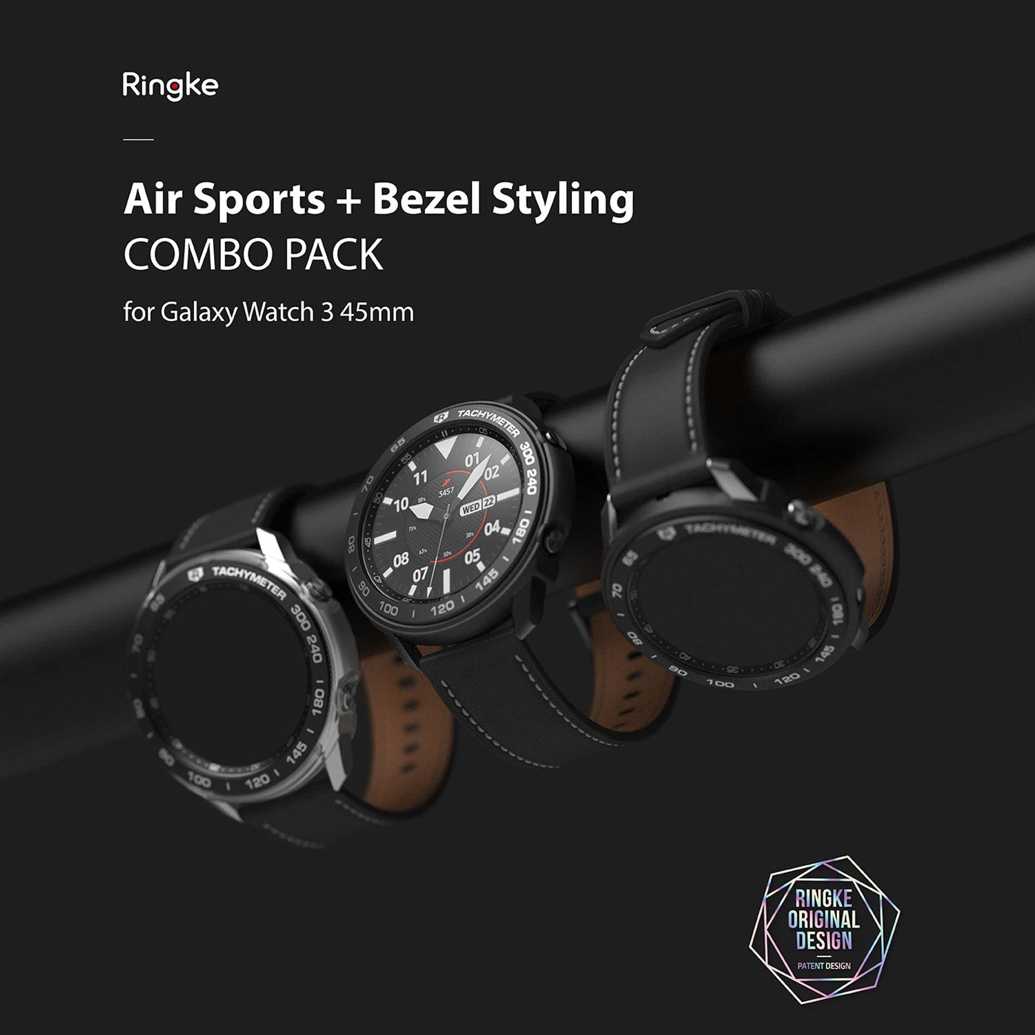 Ringke Galaxy Watch 3 45mm Styling 10 Air Sports Black Case+ Bezel Combo Pack