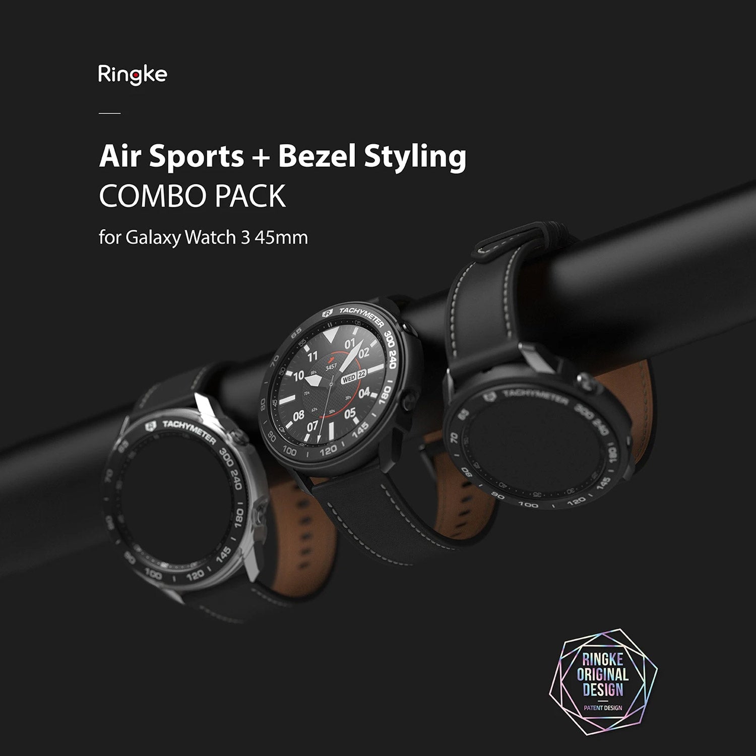 Ringke Galaxy Watch 3 45mm Styling 10 Air Sports Matte Clear Case+ Bezel Combo Pack