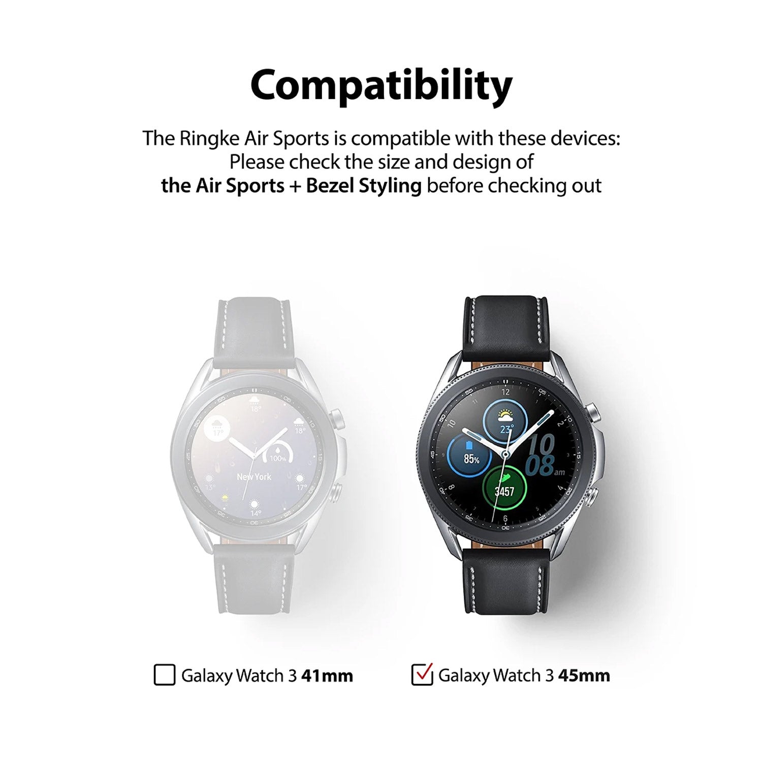 Ringke Galaxy Watch 3 45mm Styling 10 Air Sports Matte Clear Case+ Bezel Combo Pack