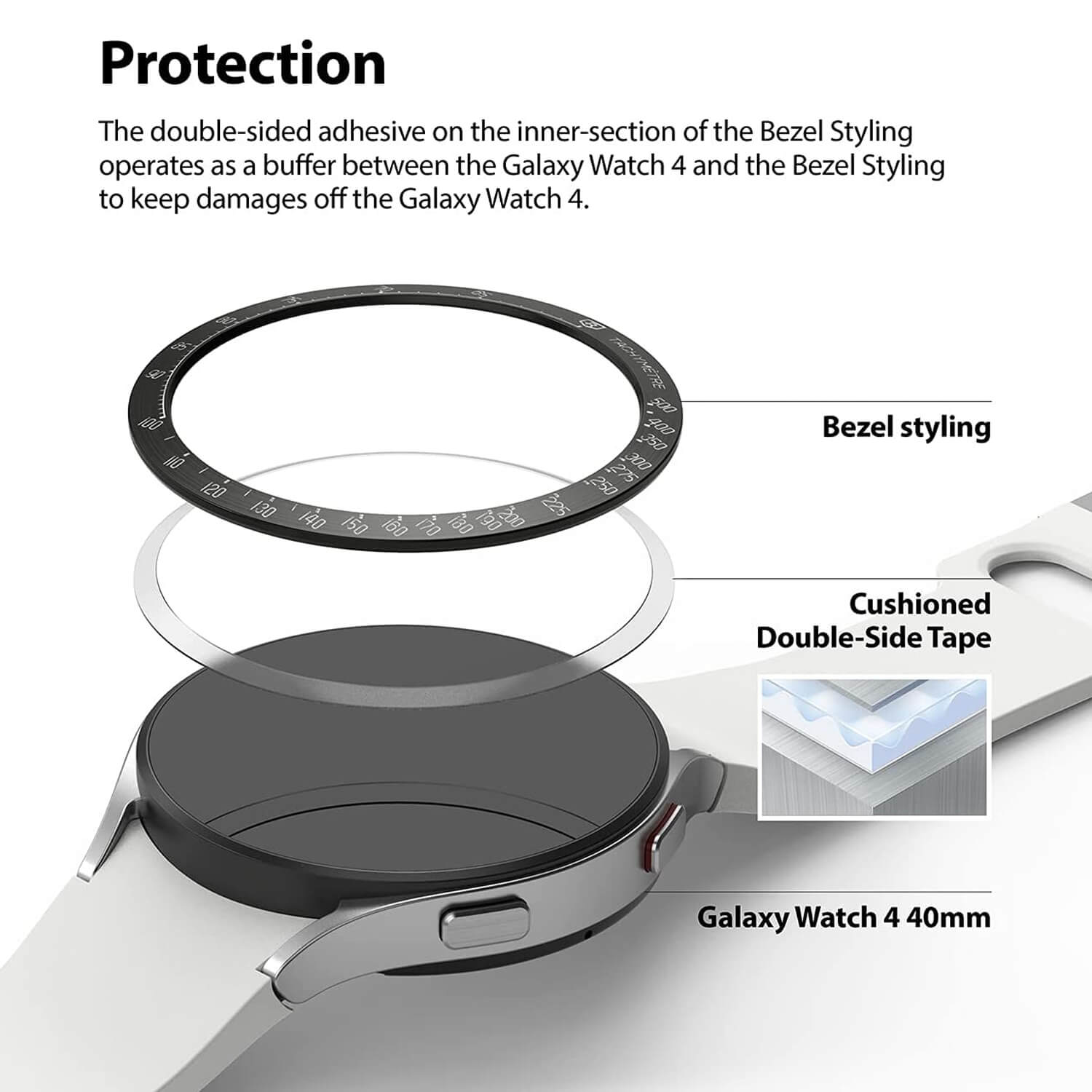 Ringke Samsung Galaxy Watch 4 44mm Bezel Styling Stainless Case Black