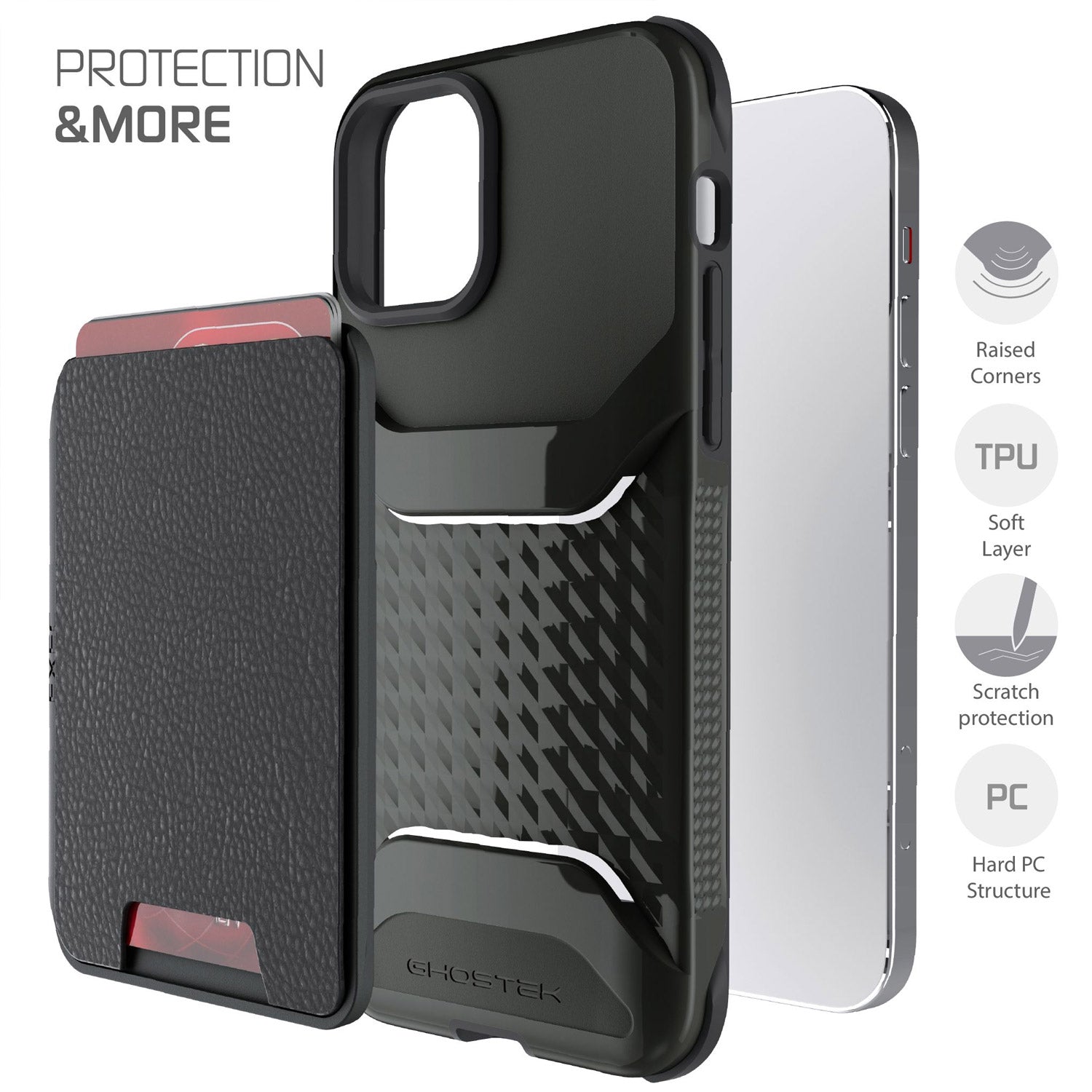 Ghostek iPhone 12 / 12 Pro Case EXEC Magnetic Wallet with Card Holder Black