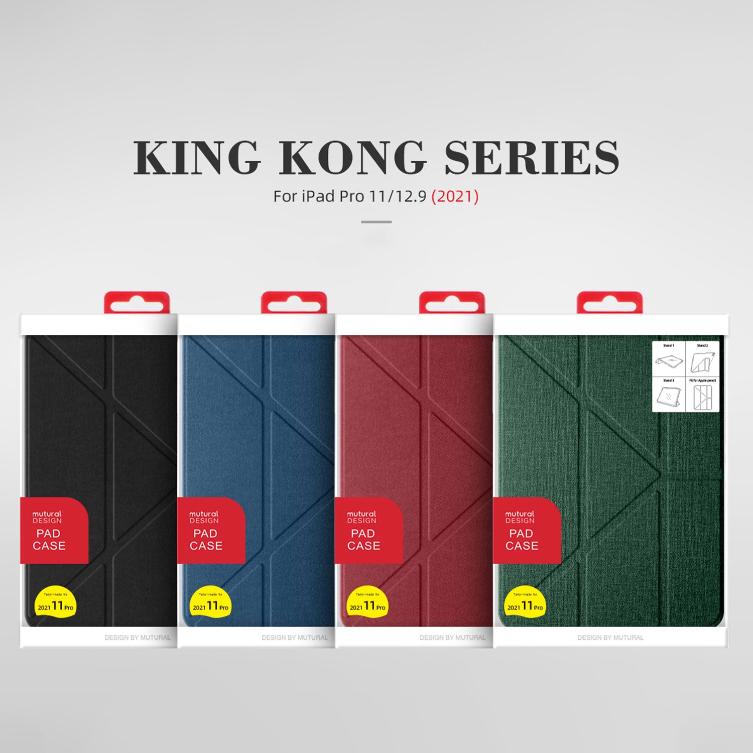Mutural iPad Pro 2022 / 2020 / 2018 11'' Smart Cover Kingkong Case Green