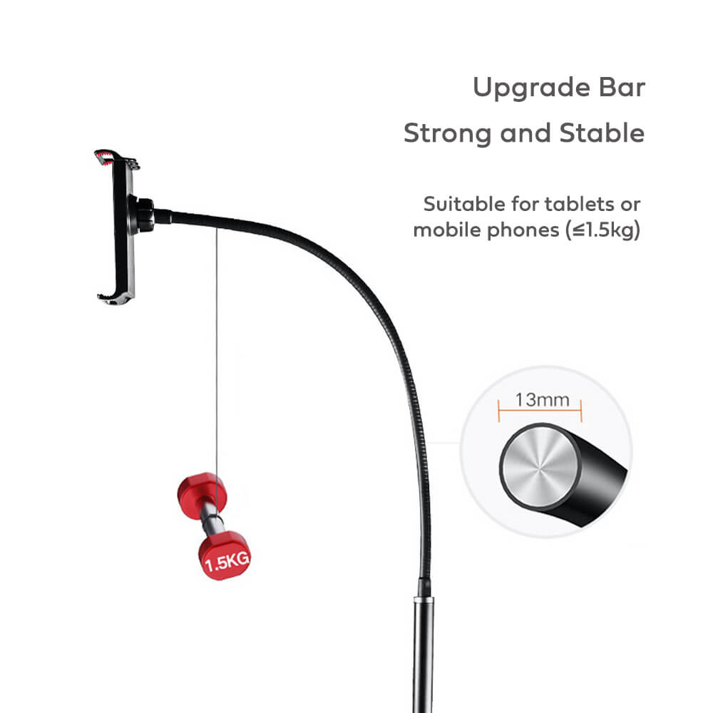 Adjustable Ground Floor Stand for Tablet & Phone 175cm Lazy Mount Holder Arm Bracket Black
