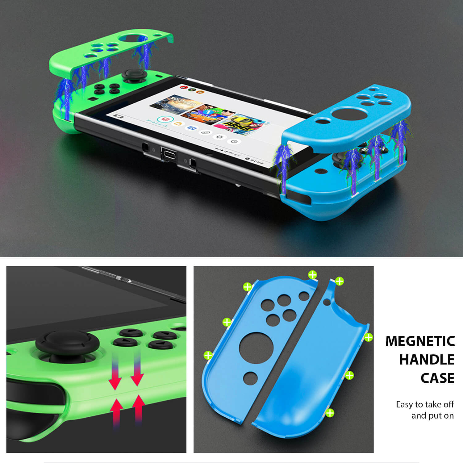 Nintendo Switch Case Handle Magnetic Blue-Green