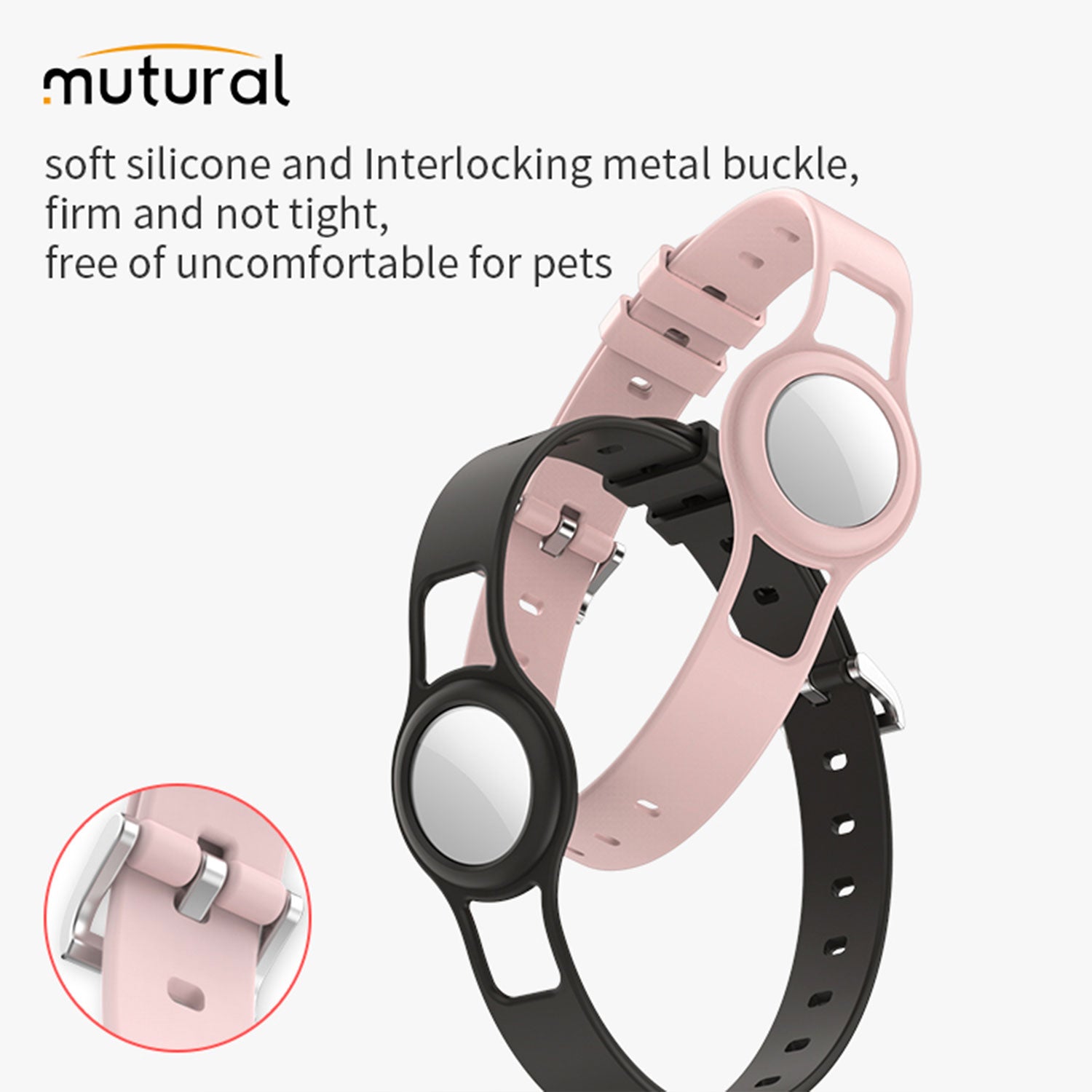 Mutural AirTag Soft Silicone Pet Collar Navy