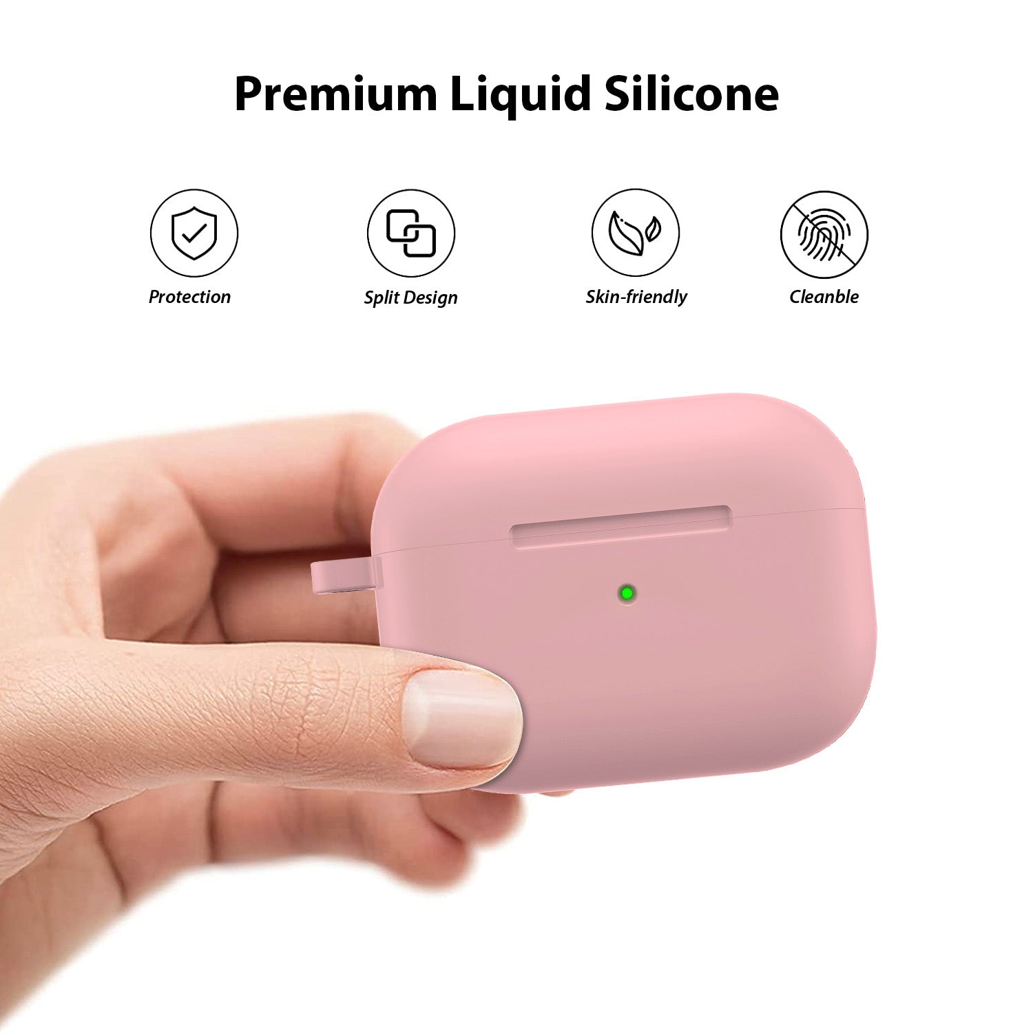 Tough On Apple AirPods Pro 2 Triple-Layer Protective Silicone Case Light Pink