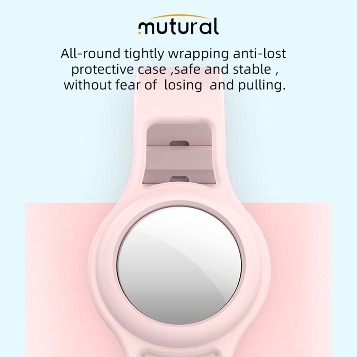 Mutural AirTag Soft Silicone Pet Collar Pink