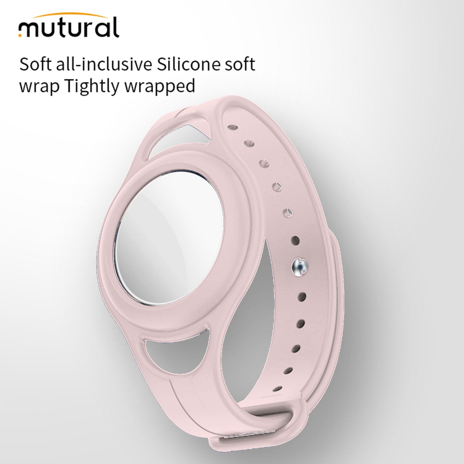 Mutural AirTag Soft Silicone Pet Collar Pink