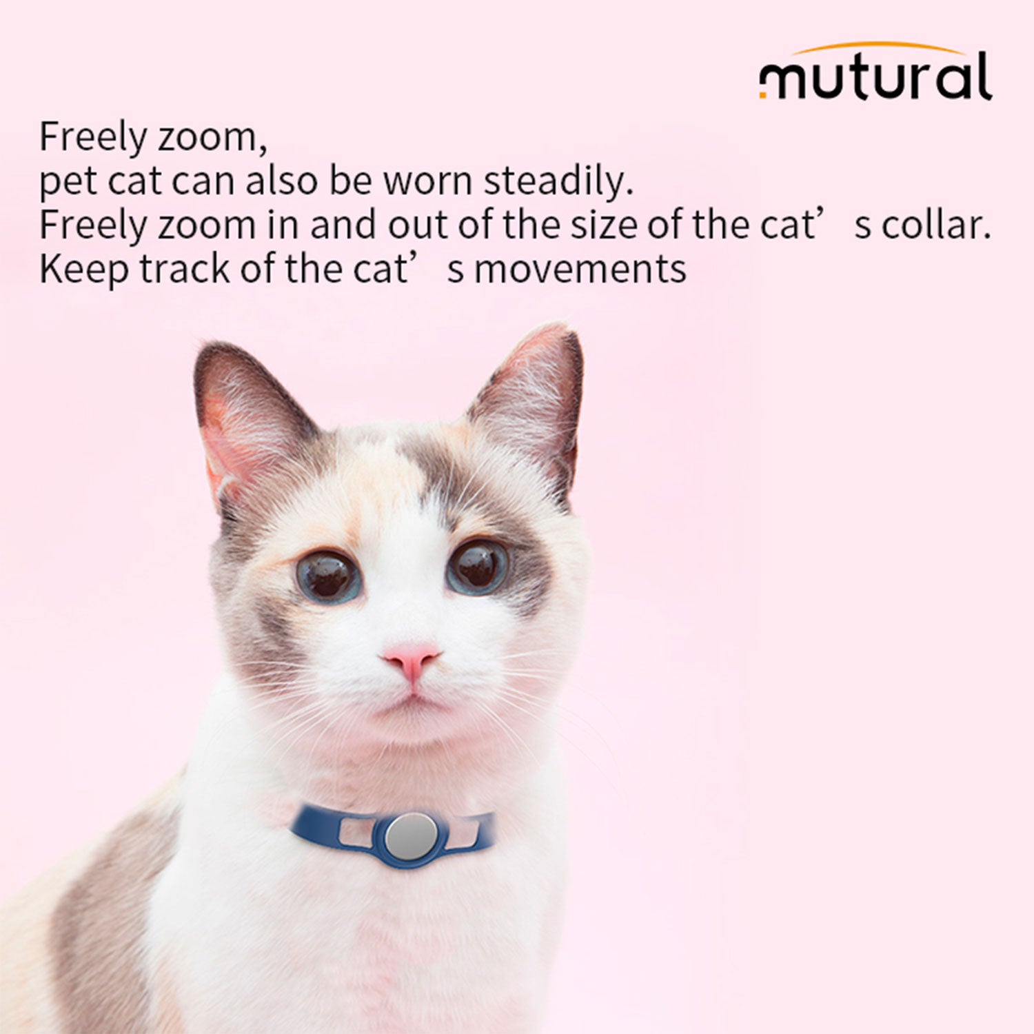 Mutural AirTag Soft Silicone Pet Collar Pink