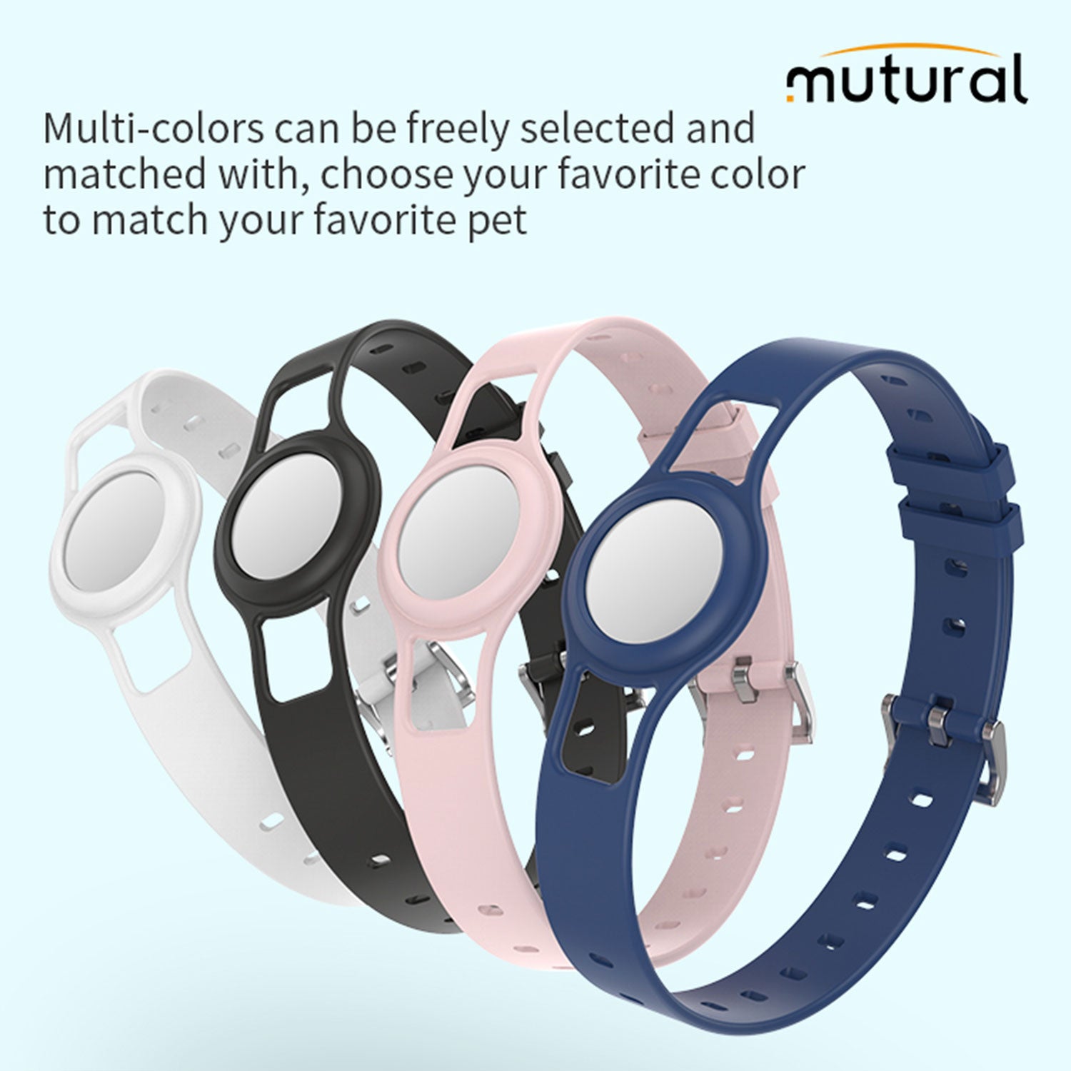 Mutural AirTag Soft Silicone Pet Collar Pink