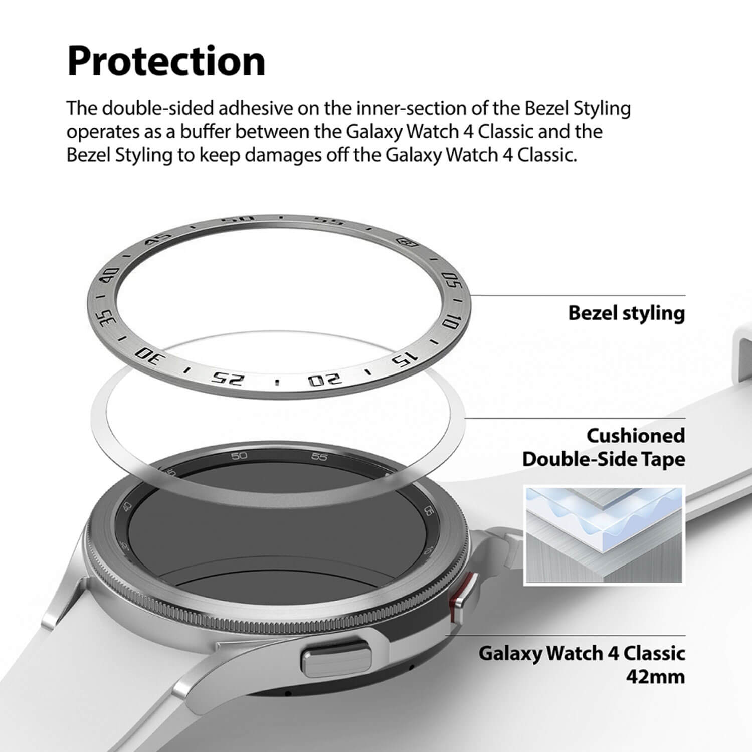 Ringke Samsung Galaxy Watch 4 Classic 42mm Bezel Styling Ring Case Silver
