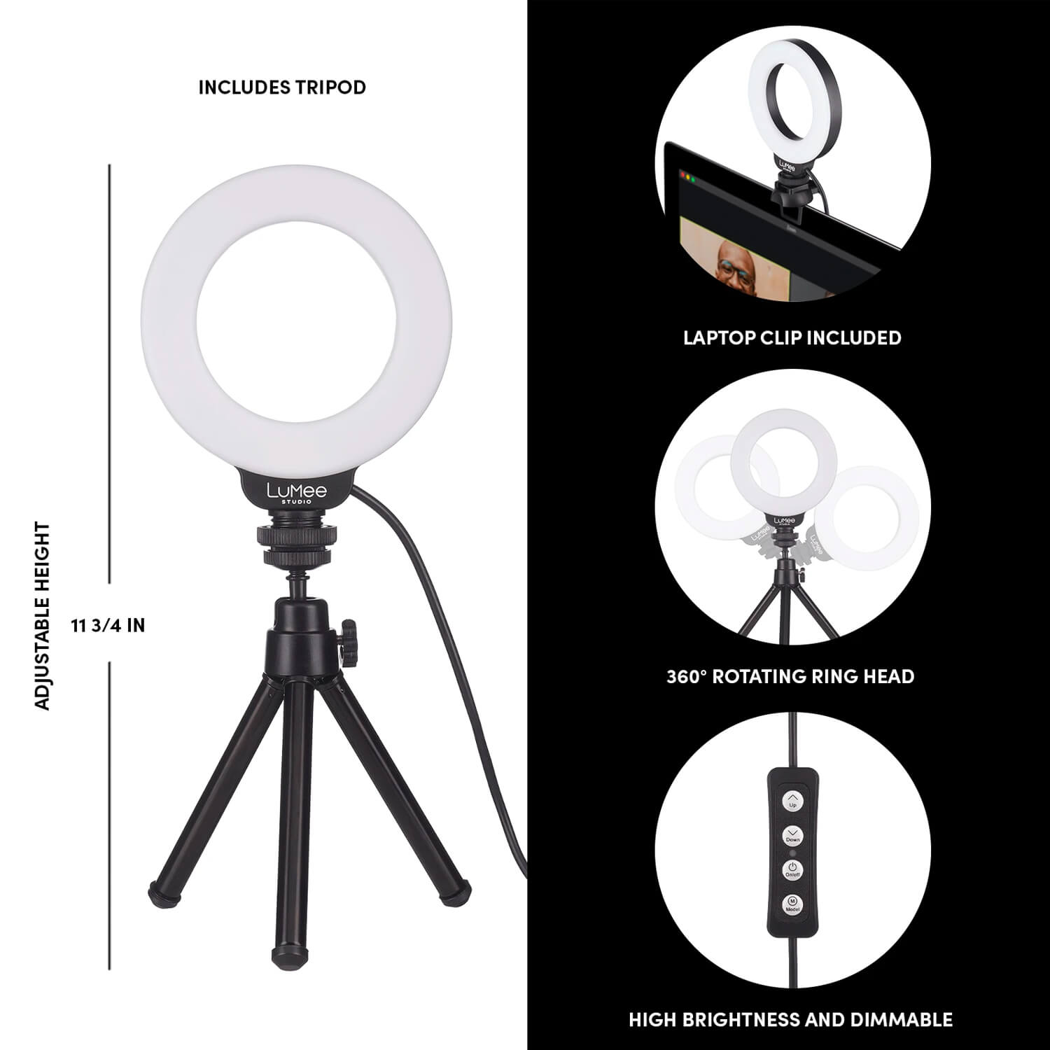 Case-Mate LuMee Studio 4” Ring Light with TriPod Stand Black