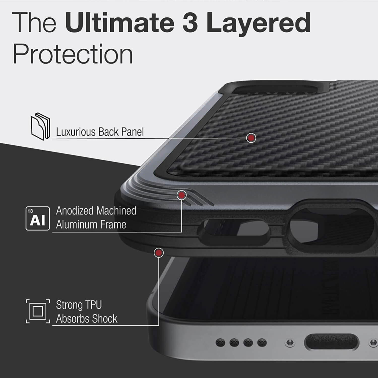 Raptic iPhone 12 mini Case Lux Black Carbon Fiber