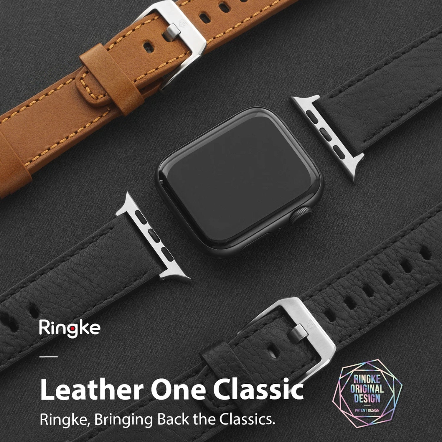 Ringke Apple Watch Band Series 1 2 3 42mm Leather One Classic Band Black