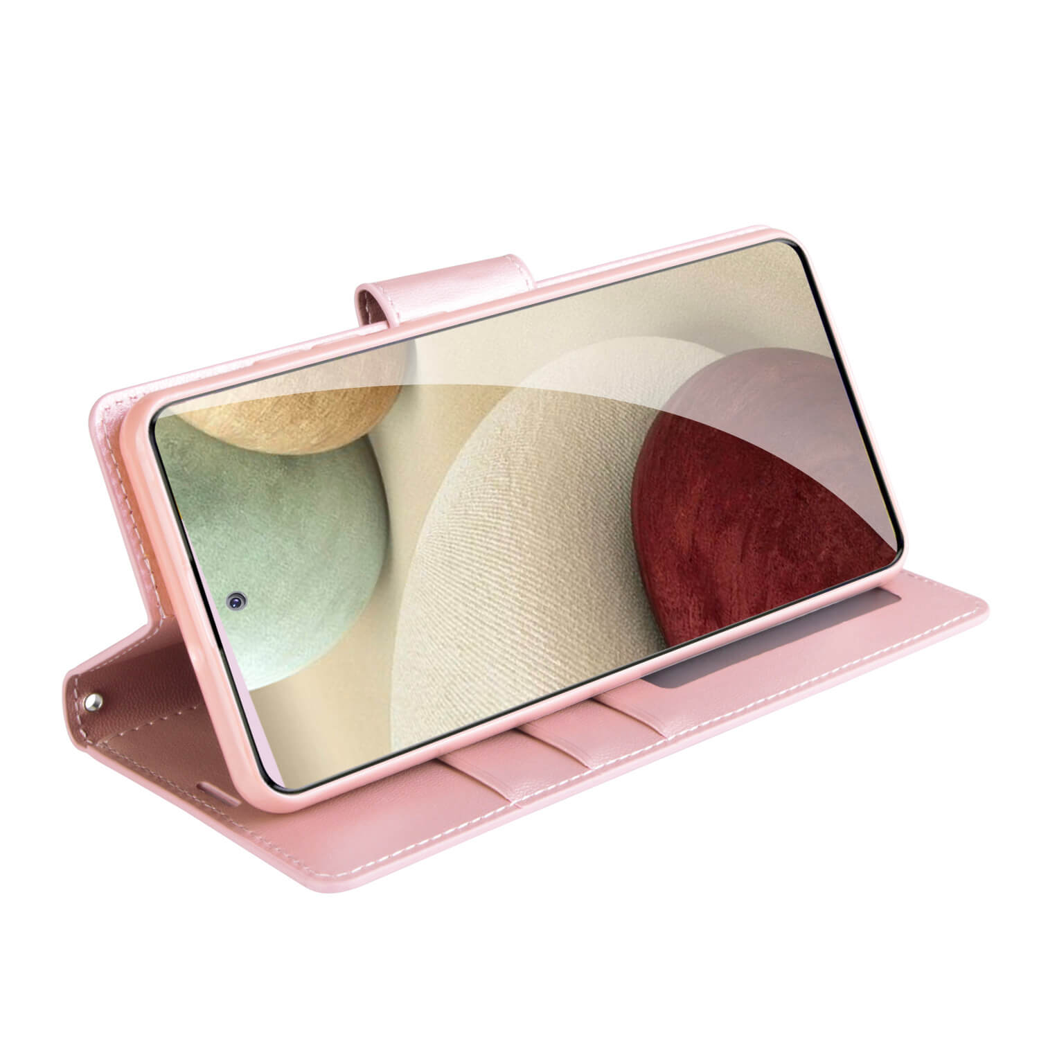 Hanman Samsung Galaxy A12 Leather Case Wallet Rose Gold