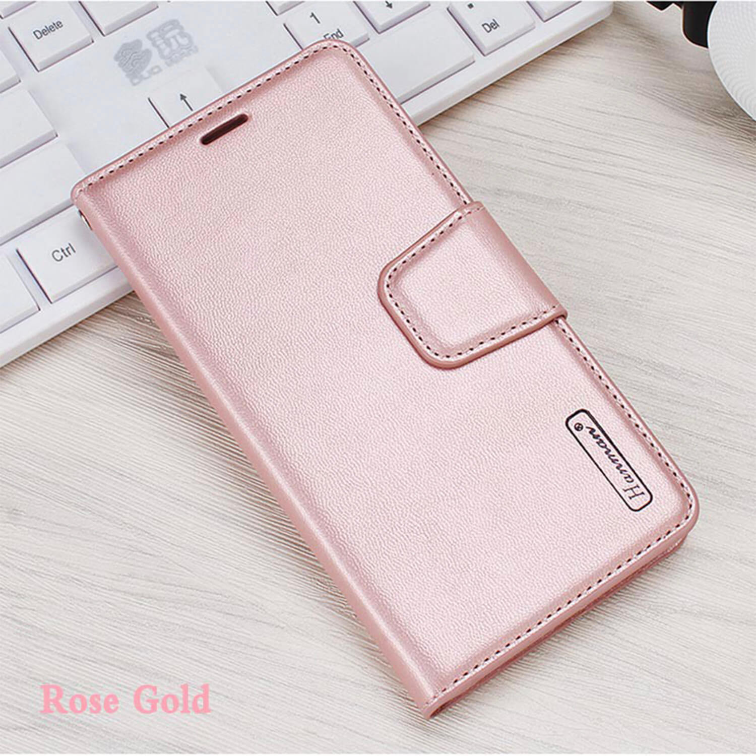 Hanman Samsung Galaxy A12 Leather Case Wallet Rose Gold