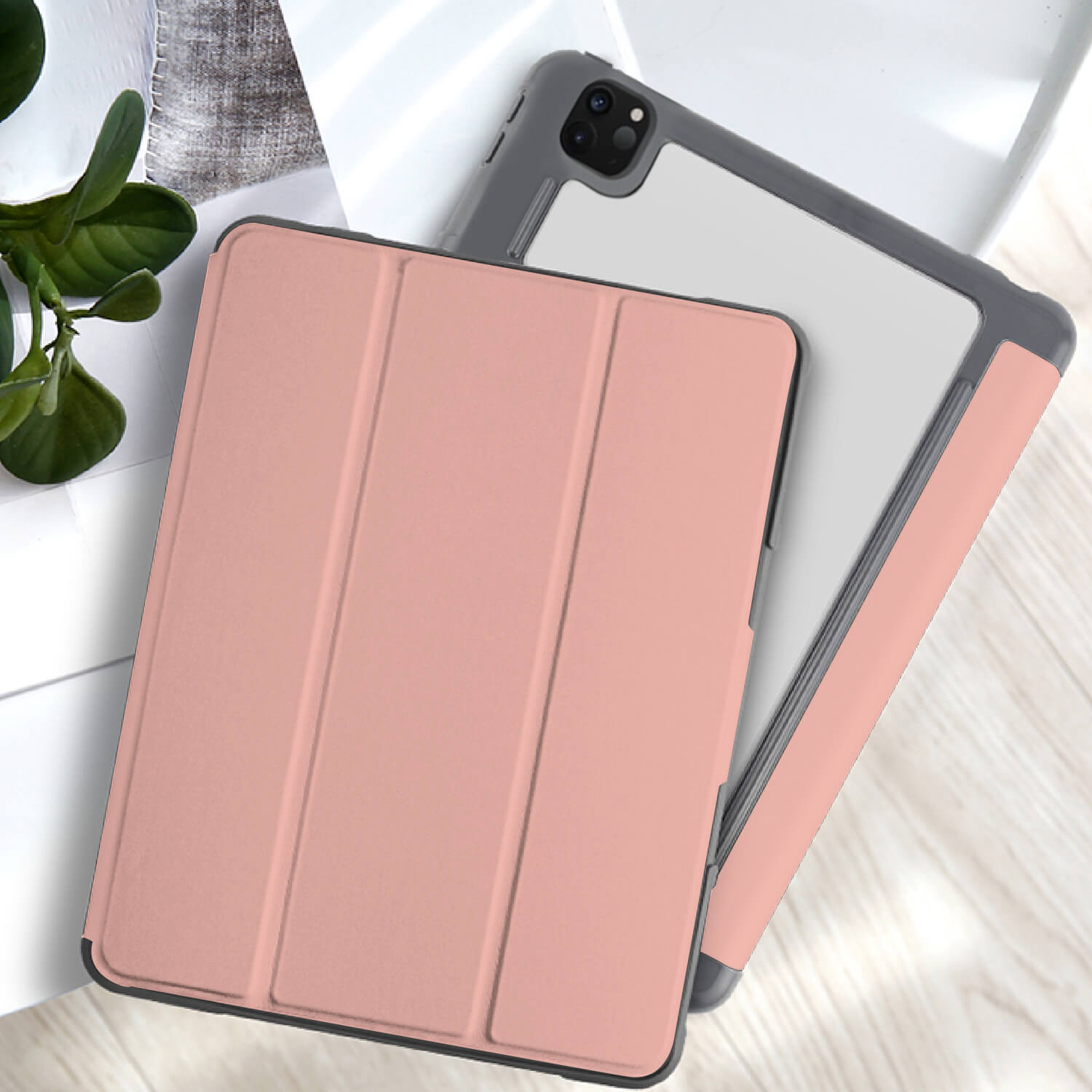 Tough On iPad Pro 2022 / 2021 / 2020 / 2018 11" Case Smart Cover Clear Back Rose Gold