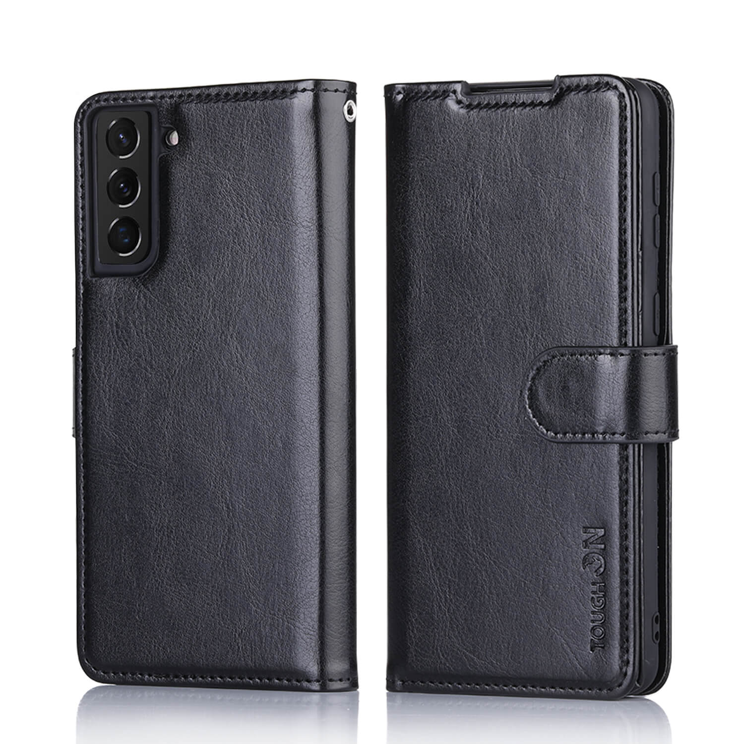 Tough On Samsung Galaxy S22 5G Flip Wallet Leather Case Black