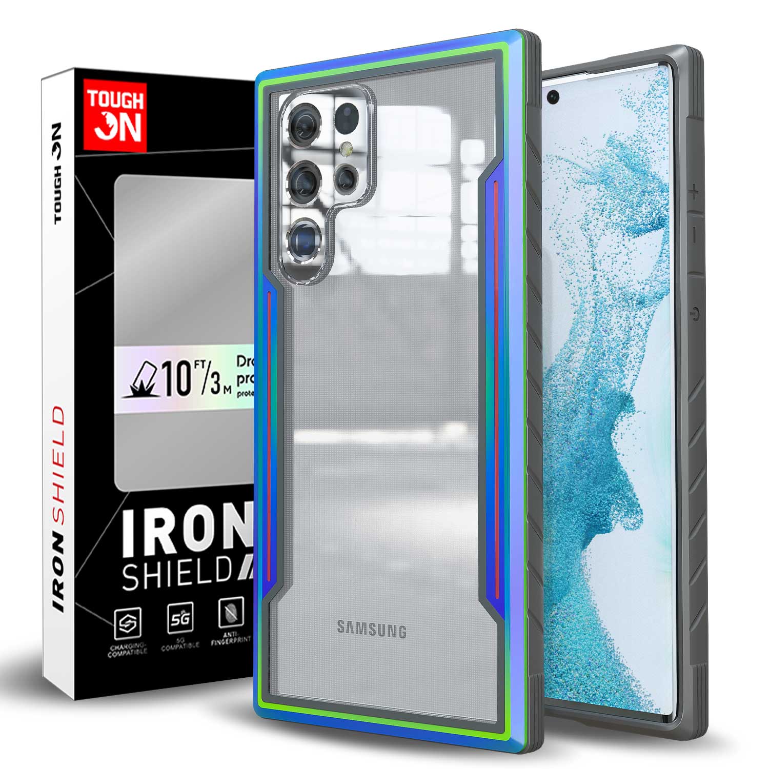 Tough On Samsung Galaxy S22 Ultra 5G Case Iron Shield Iridescent