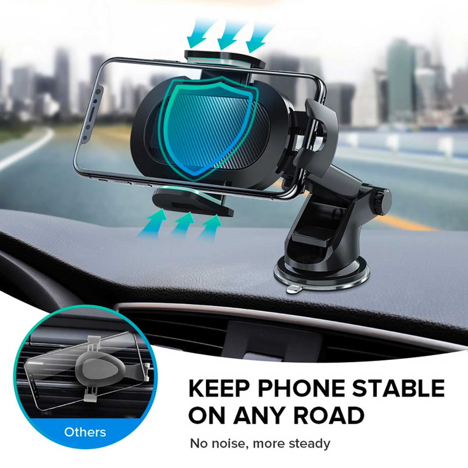 Tough On Universal 360° Smartphone 2-in-1 Car Holder Black