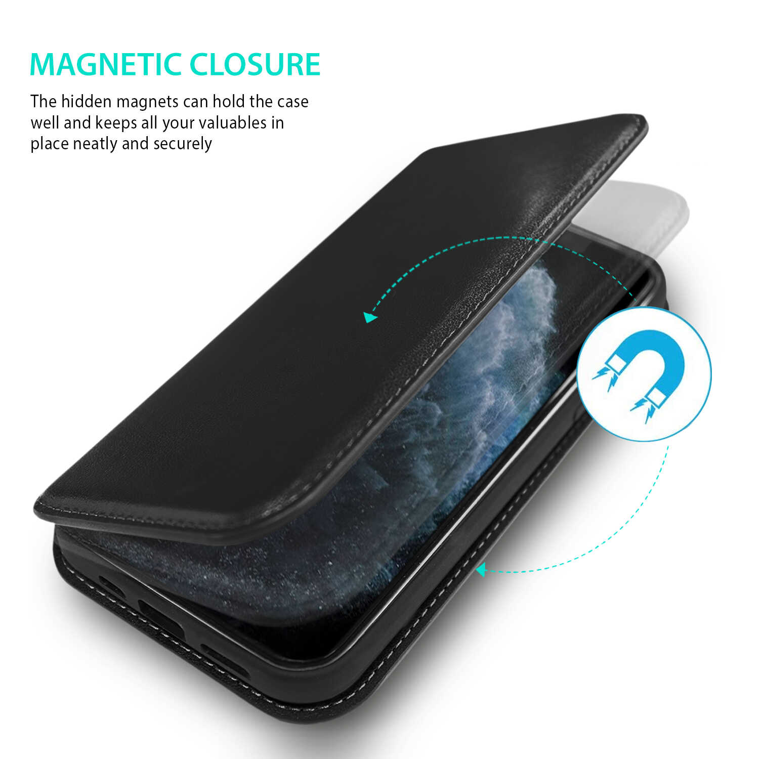 Tough On iPhone 12 / 12 Pro Case Fine Detachable Leather Black