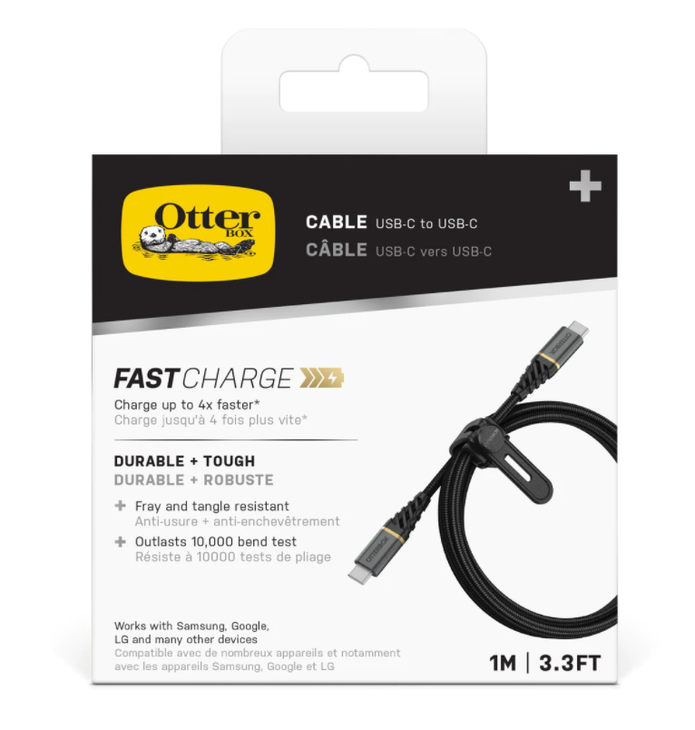 Otterbox Premium 1m USB-C to USB-C Fast Charge Cable Black