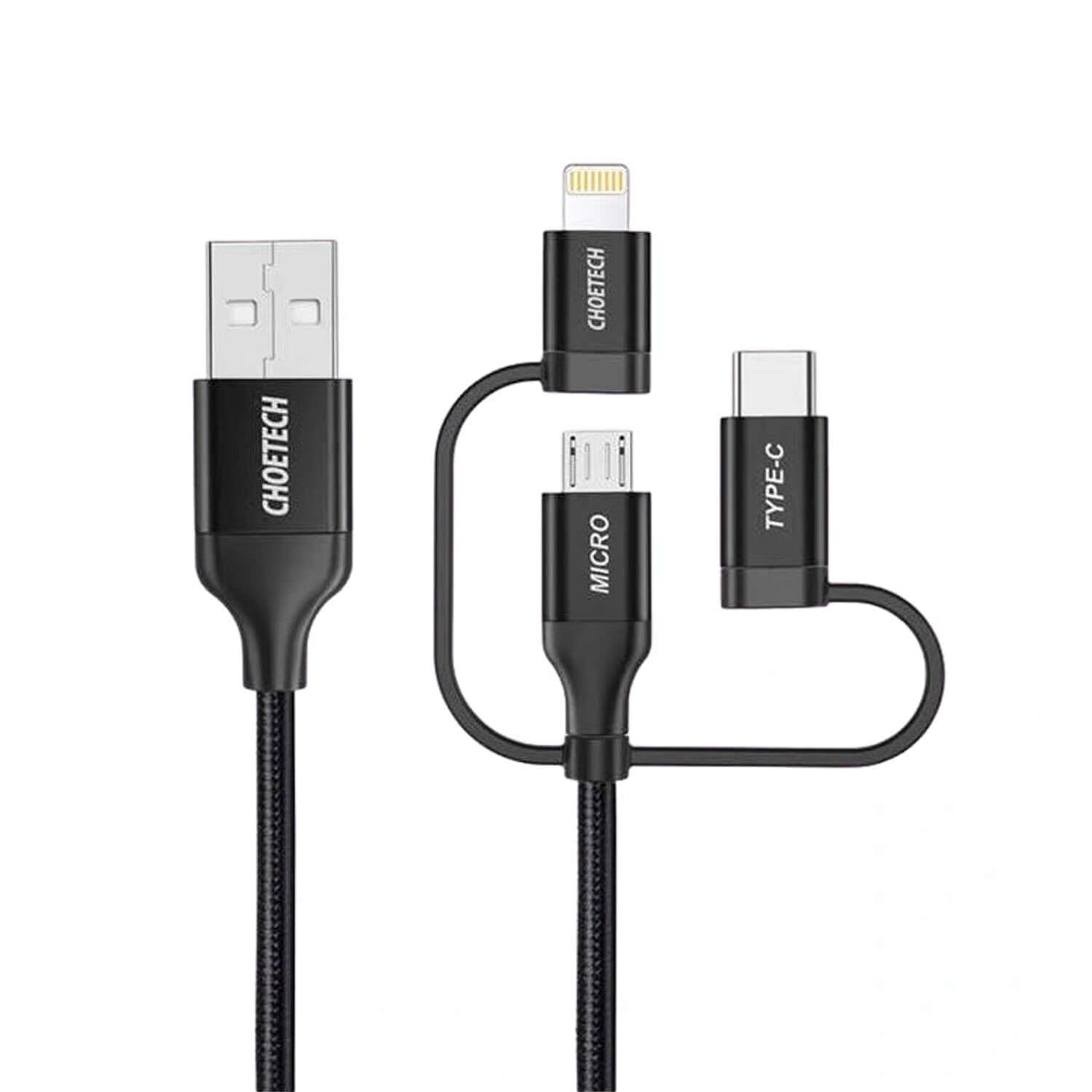 Tough on MFI Certified 3 in 1 Charging Cable Black