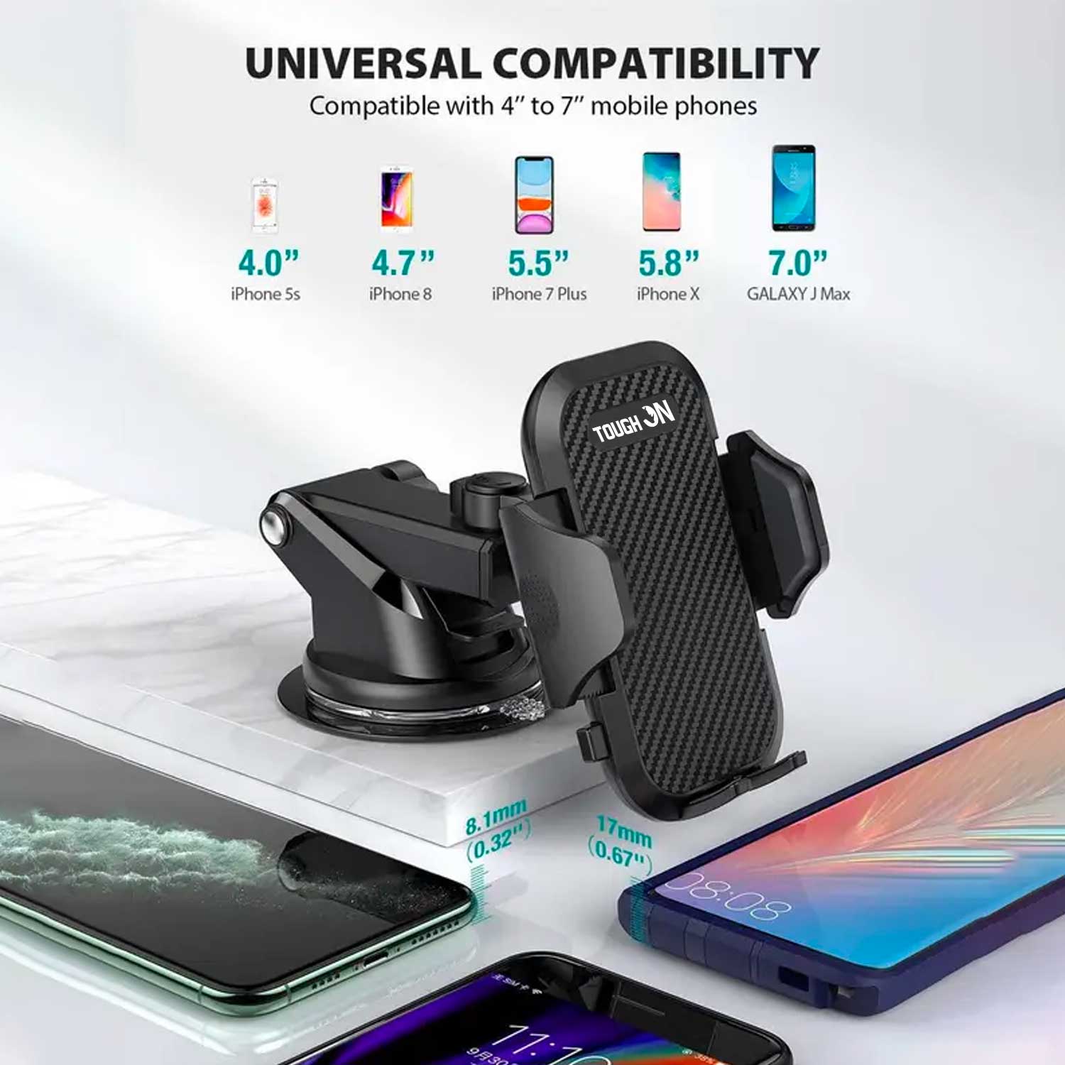 Tough On Universal 360° Smartphone 2-in-1 Car Holder Black