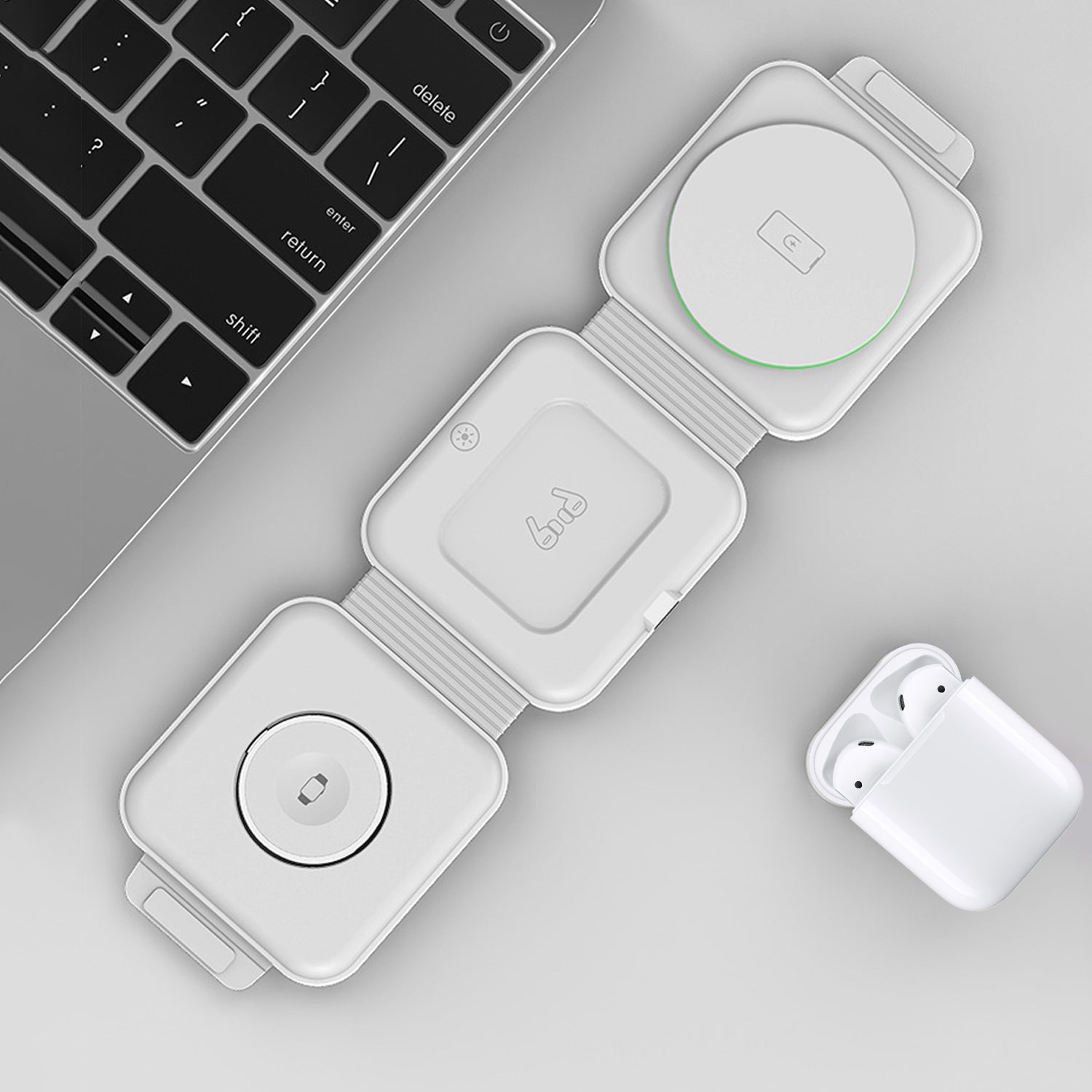 3 in 1 Foldable 15W Magnetic Wireless Charger Pad White