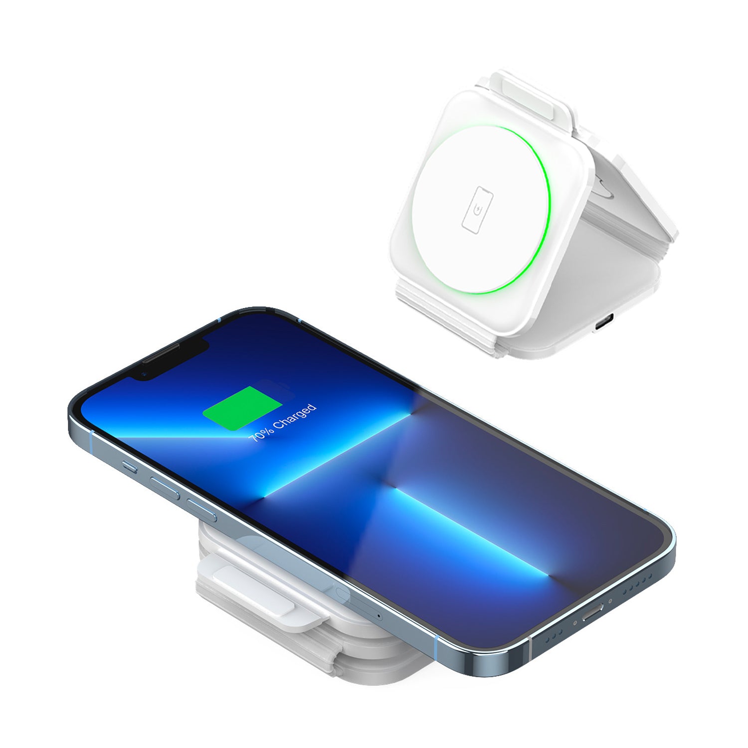 3 in 1 Foldable 15W Magnetic Wireless Charger Pad White