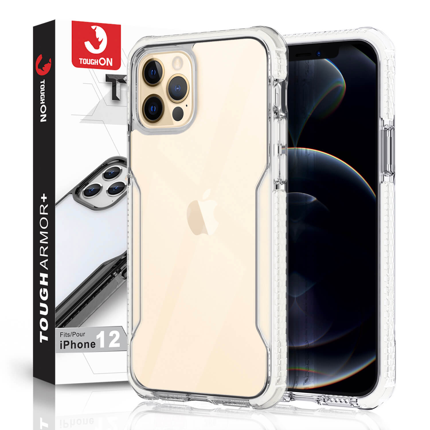 Tough On iPhone 12 Pro Max Case Tough Armor + Clear & White