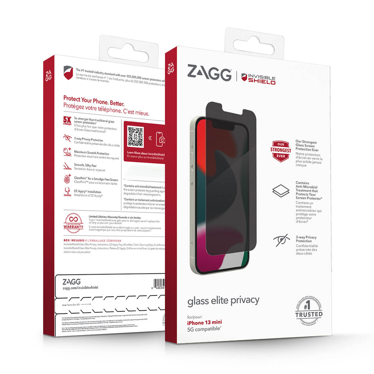 Zagg InvisibleShield iPhone 13 Mini Screen Protector Glass Elite Edge Privacy
