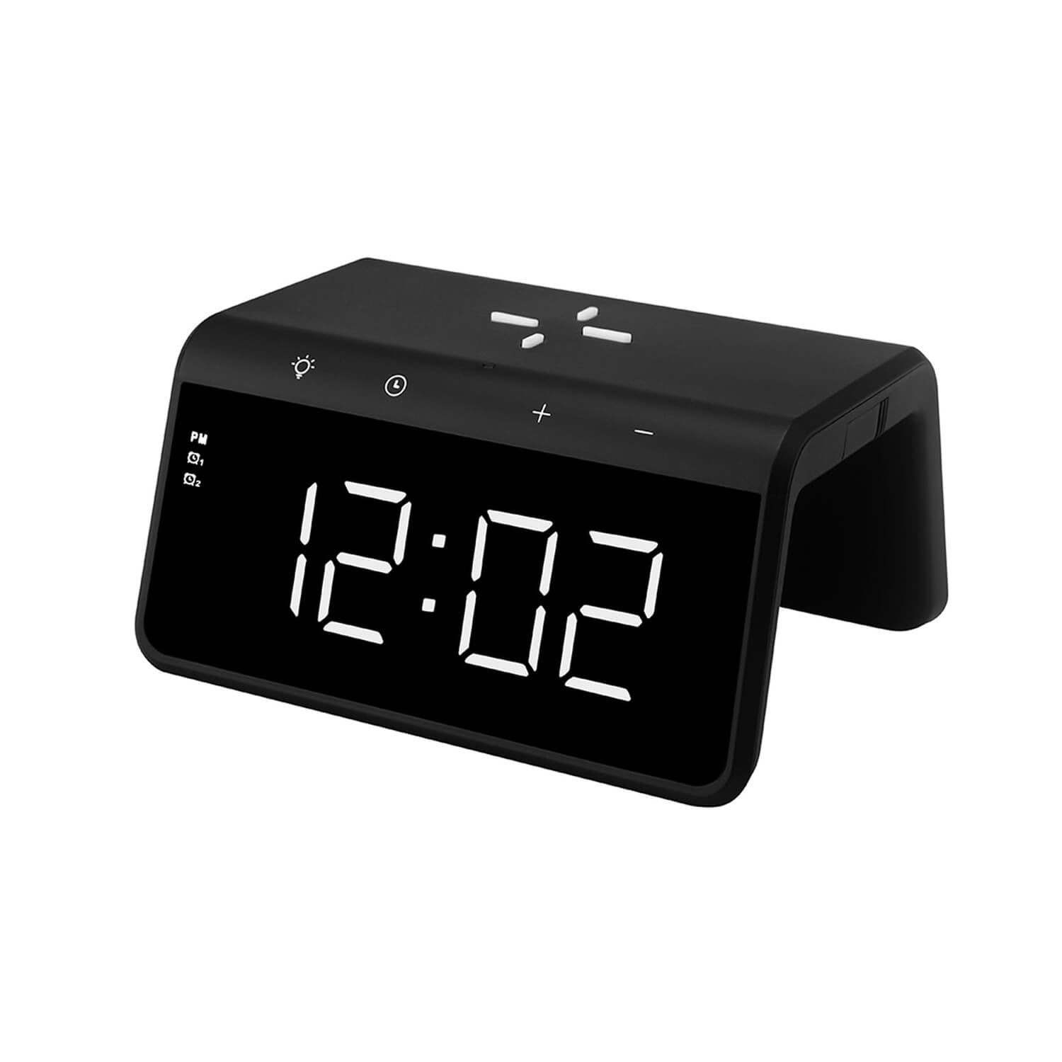 Rewyre Dual Alarm Clock & Wireless Charger USB 5V 10W RGB LED Night Light Black