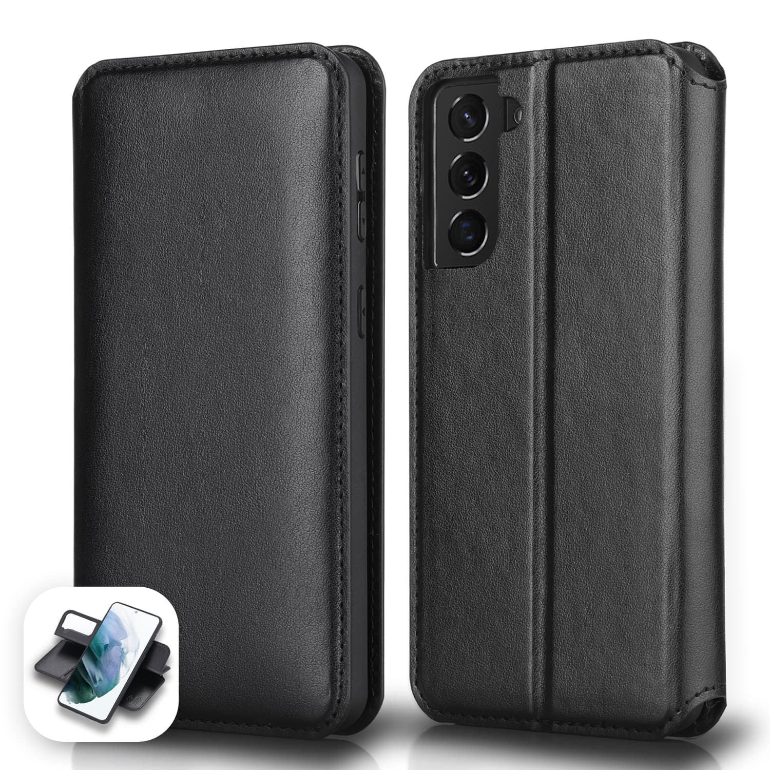 Tough On Samsung Galaxy S21 Plus 5G Case Fine Detachable Leather Black