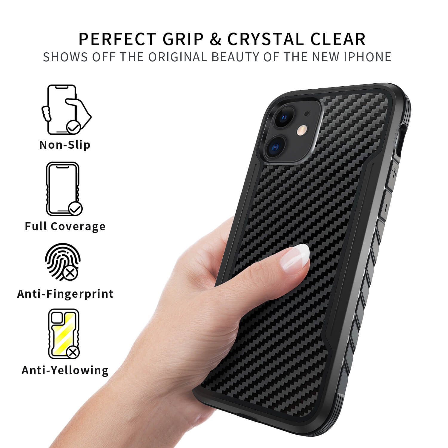 Tough On iPhone 11 /XR Case Iron Shield Carbon Fiber Black