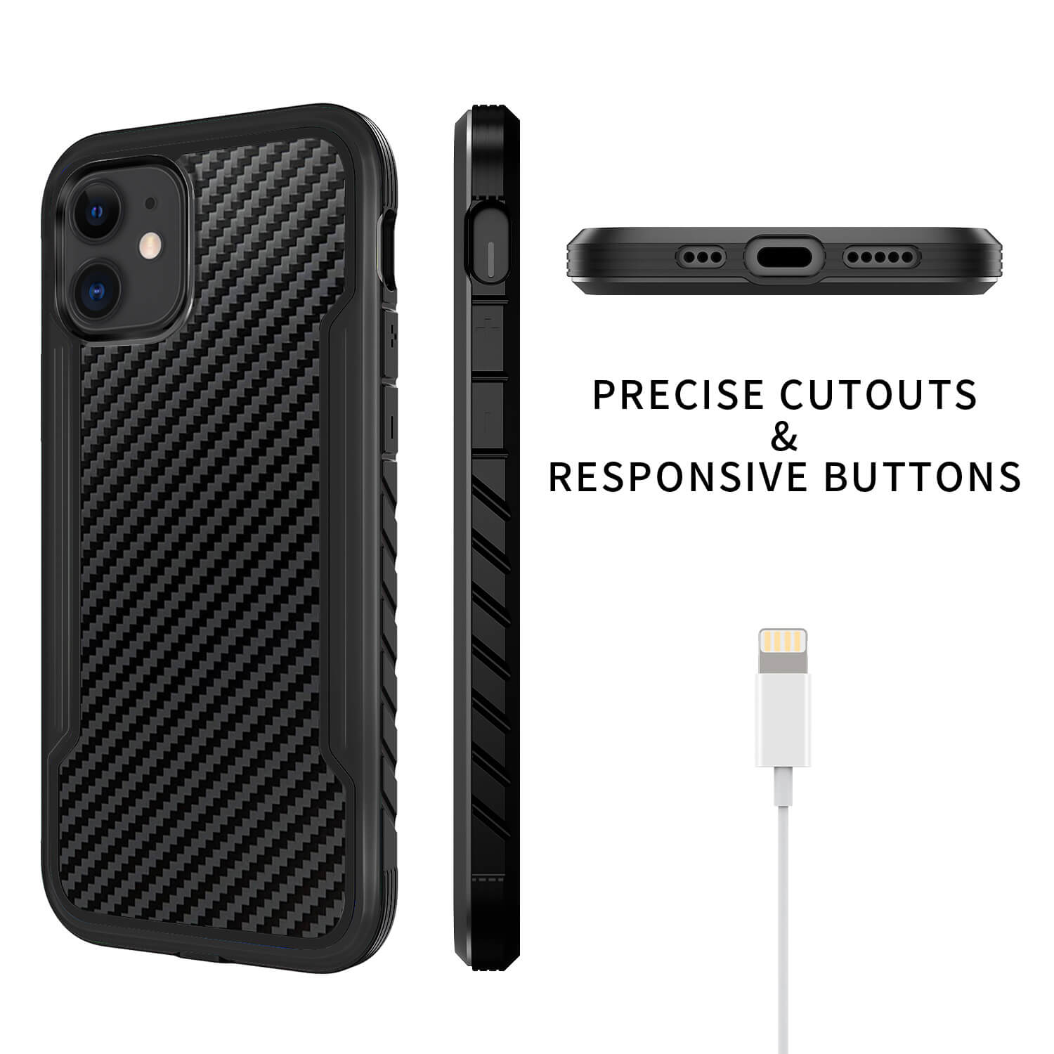 Tough On iPhone 11 /XR Case Iron Shield Carbon Fiber Black