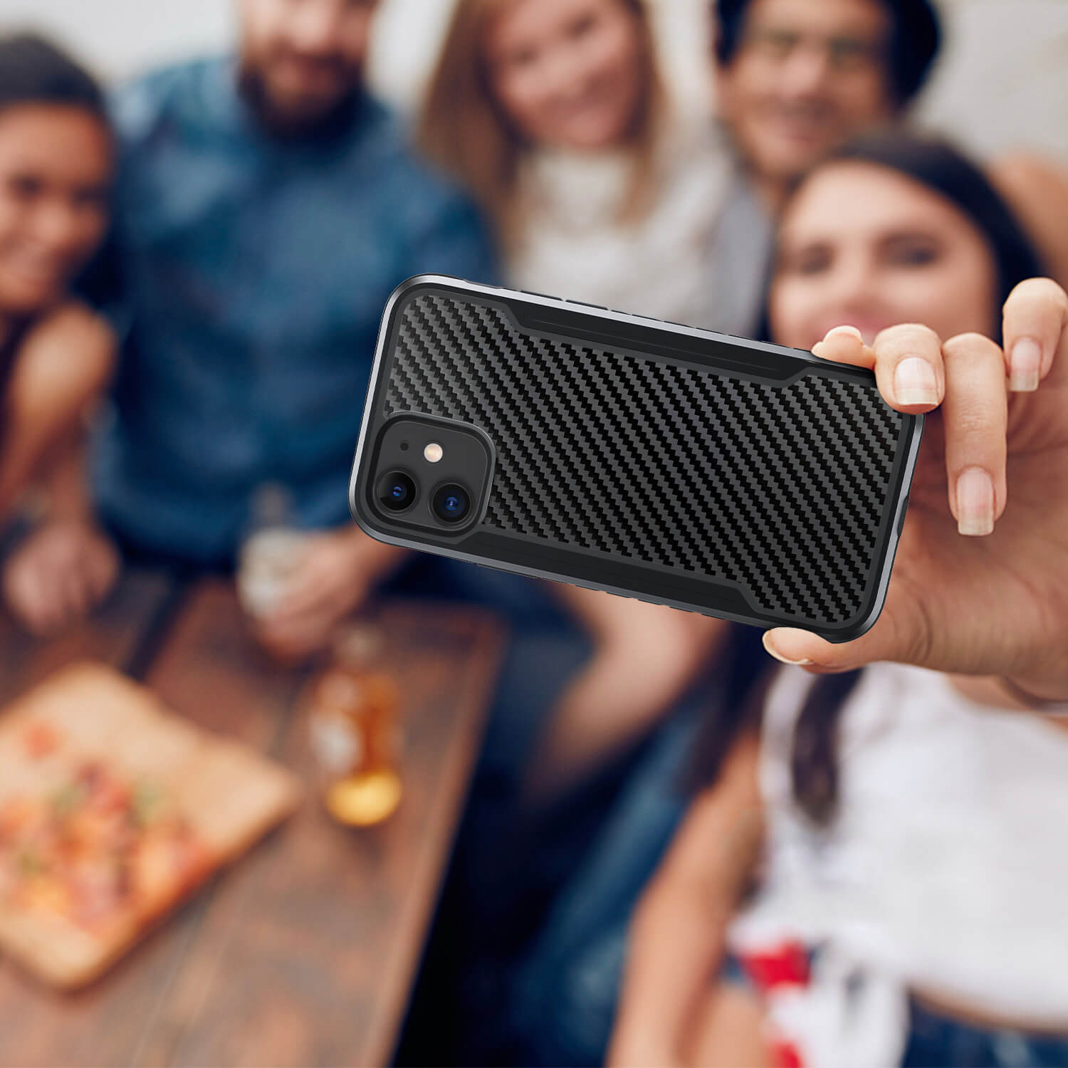 Tough On iPhone 11 /XR Case Iron Shield Carbon Fiber Black