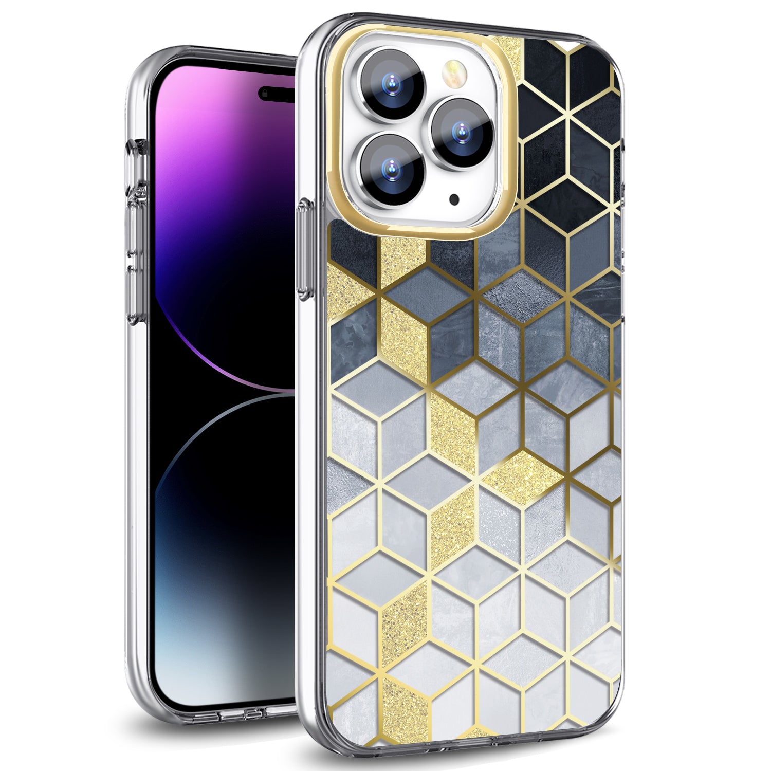 Tough On iPhone 14 Pro Case Golden Marble