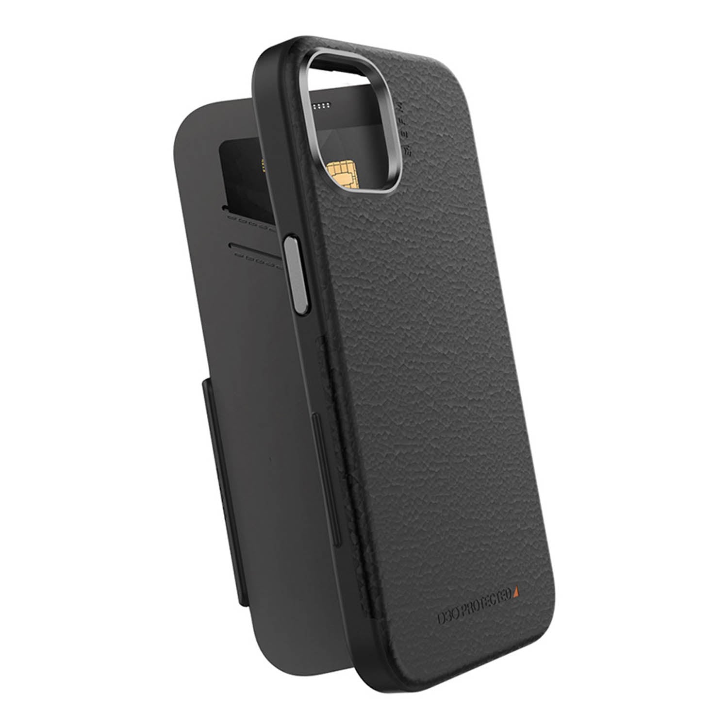 EFM iPhone 14 Pro Max Monaco D3O Leather Wallet Case Armour Black / Space Grey