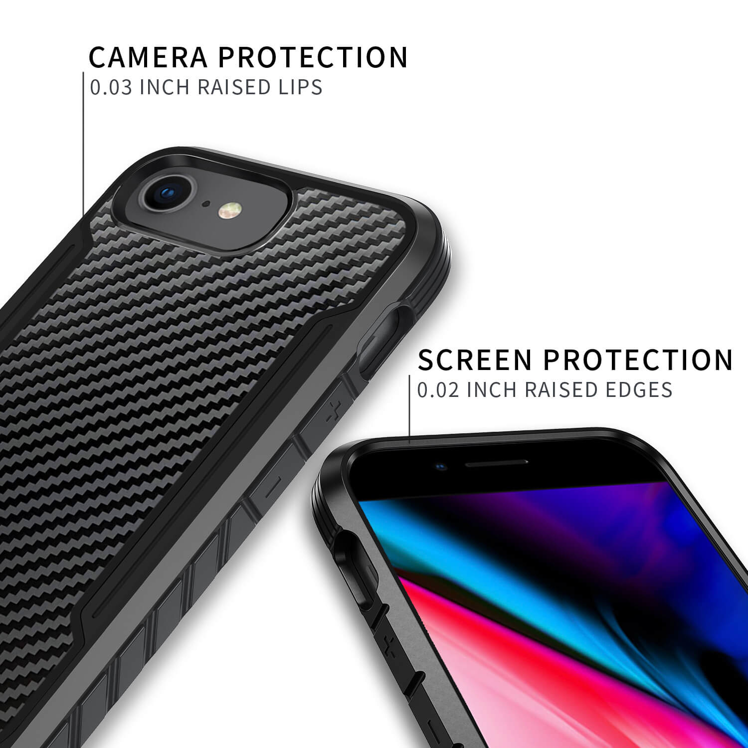 Tough On iPhone SE 2022 & 2020/iPhone 7 & 8 & 6 Case Iron Shield Carbon Fiber Black
