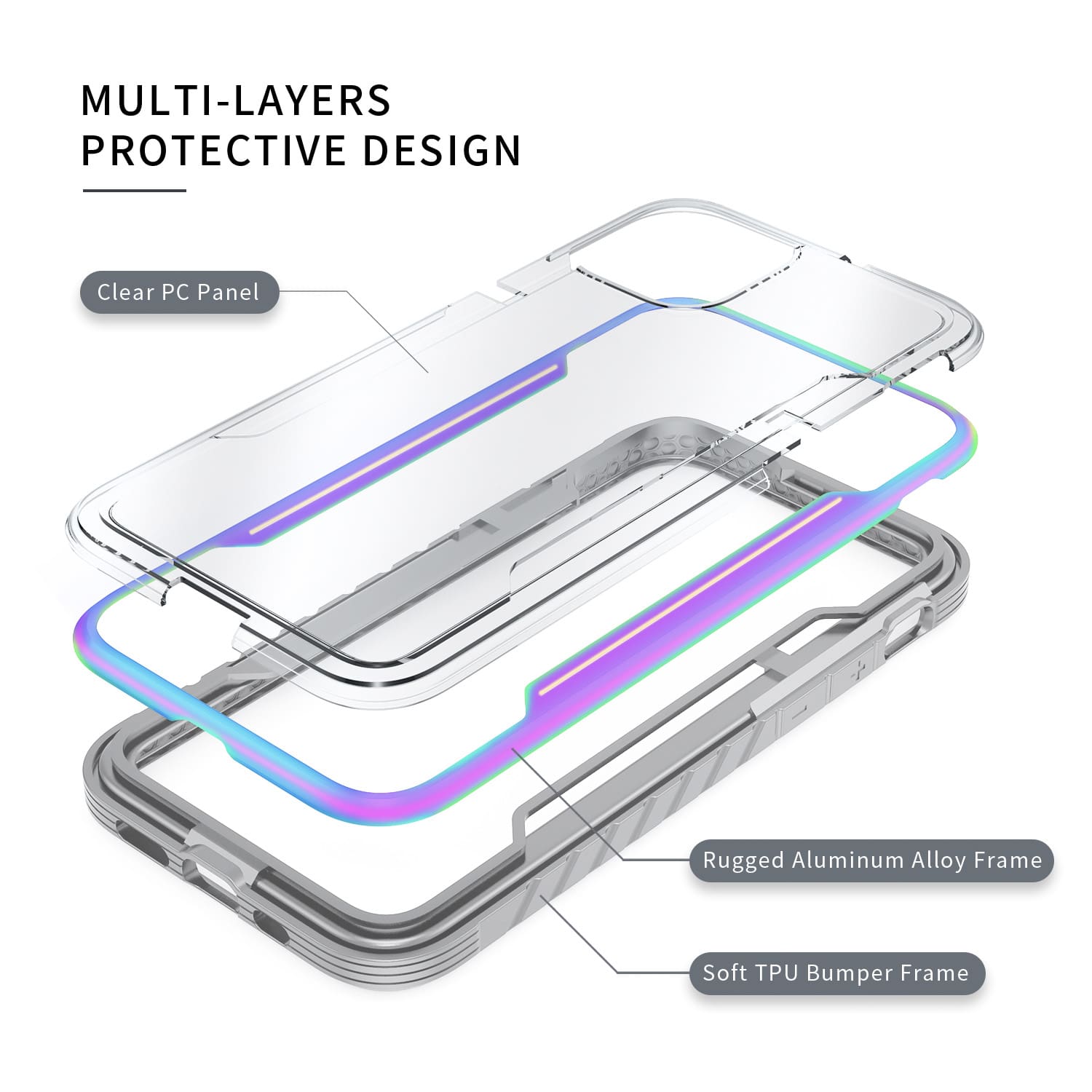 Tough On iPhone 12 Pro Max Case Iron Shield Iridescent