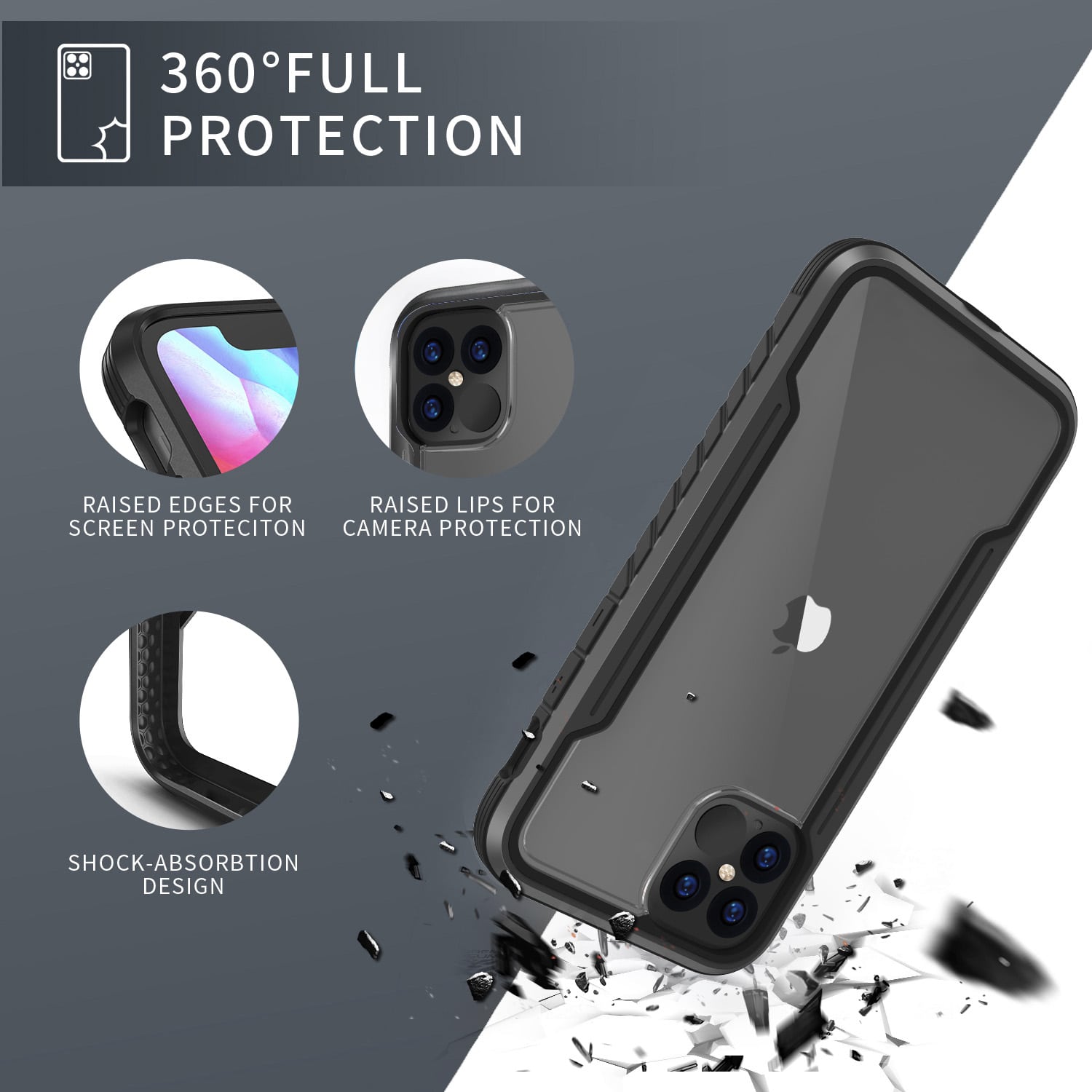 Tough On iPhone 12 / 12 Pro Case Iron Shield Black