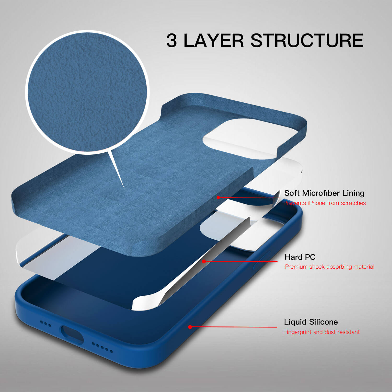 Tough On iPhone 13 Strong Liquid Silicone Case Blue